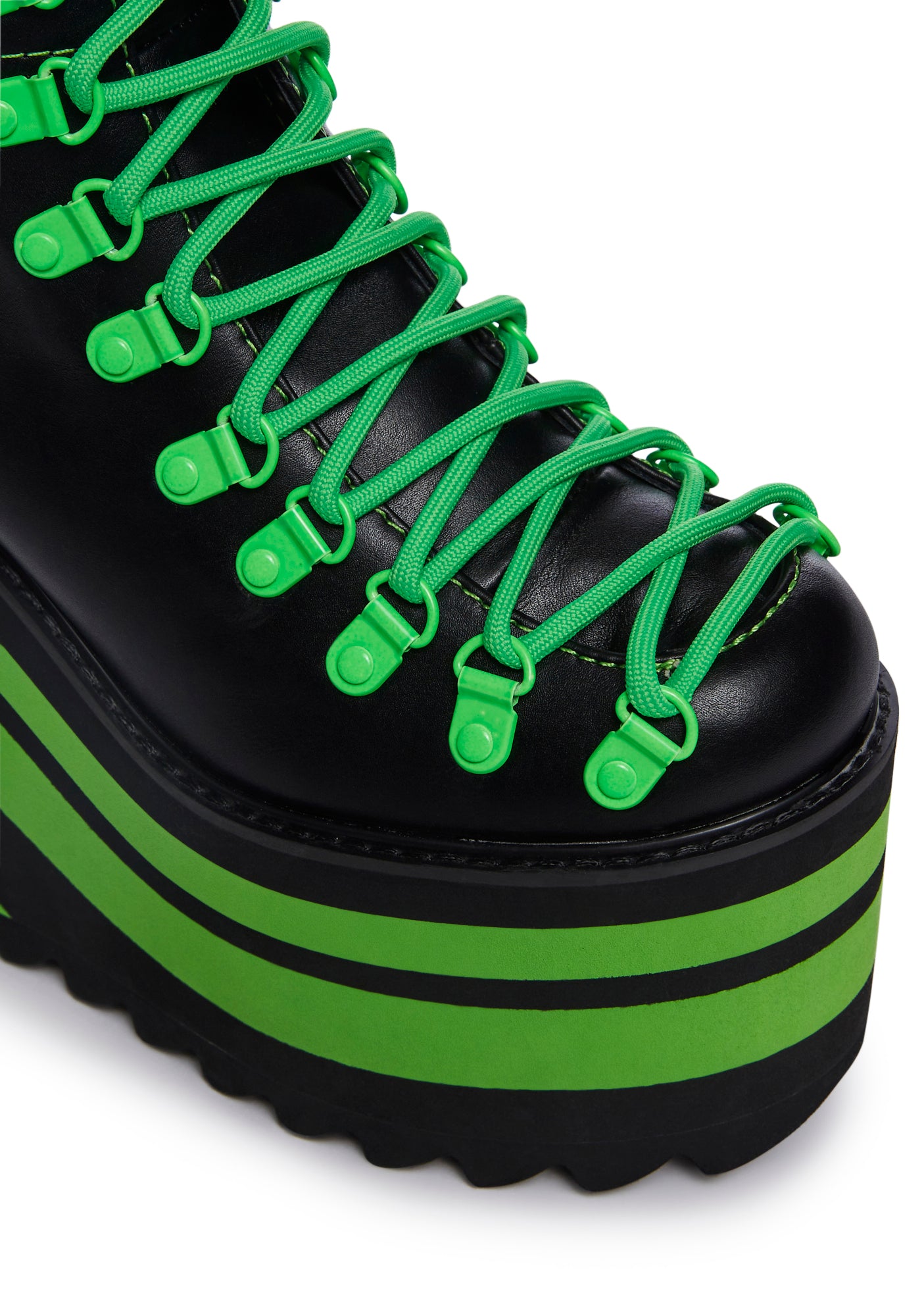 Club Exx Neon Green Stripe Platform Boots Black – Dolls Kill