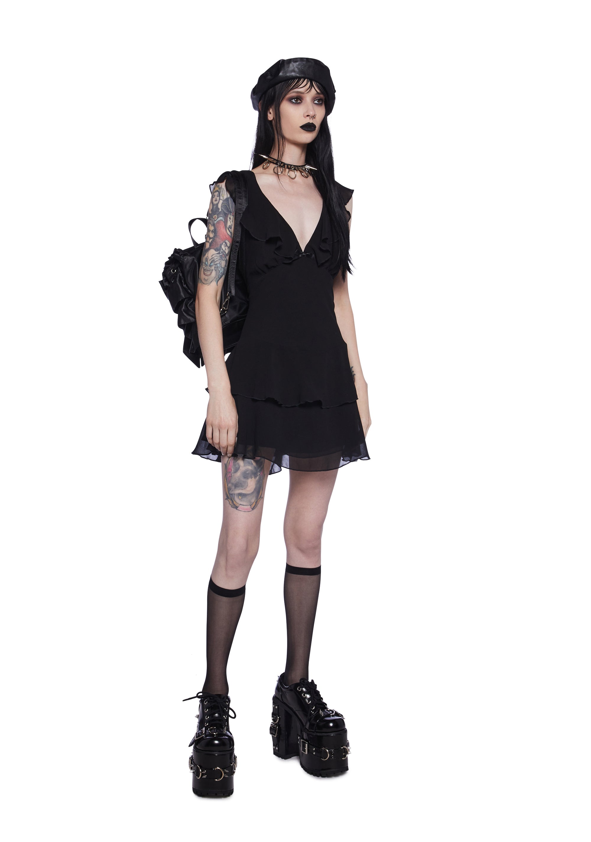 uo gothic mesh babydoll dress Widow Gothic Tiered Babydoll Dress