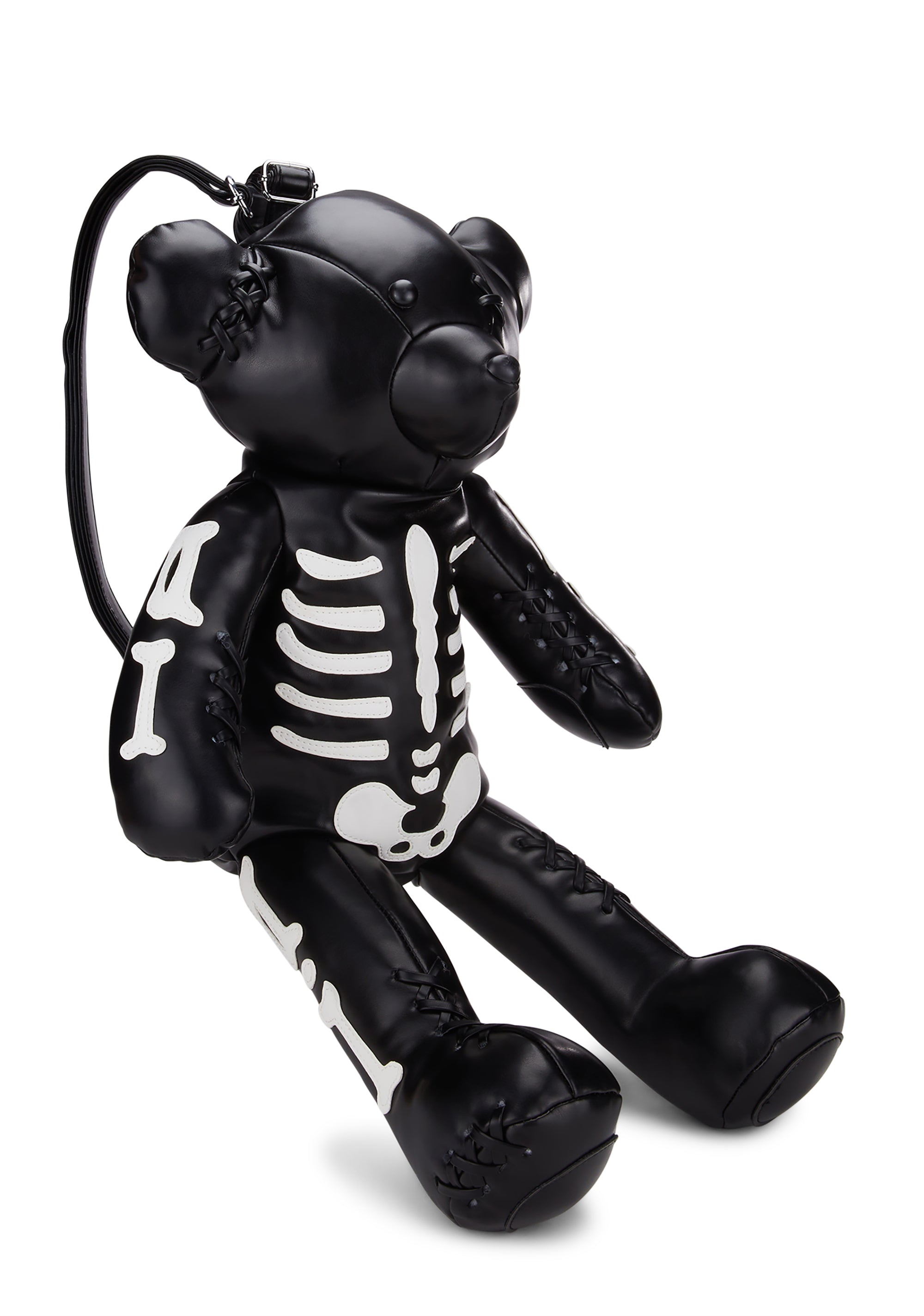 Black leather teddy bear backpack clearance