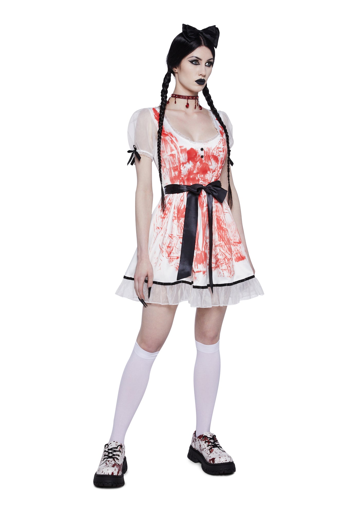 Sexy Womans Halloween Creepy Bloody Doll Costume - Ivory – Dolls Kill