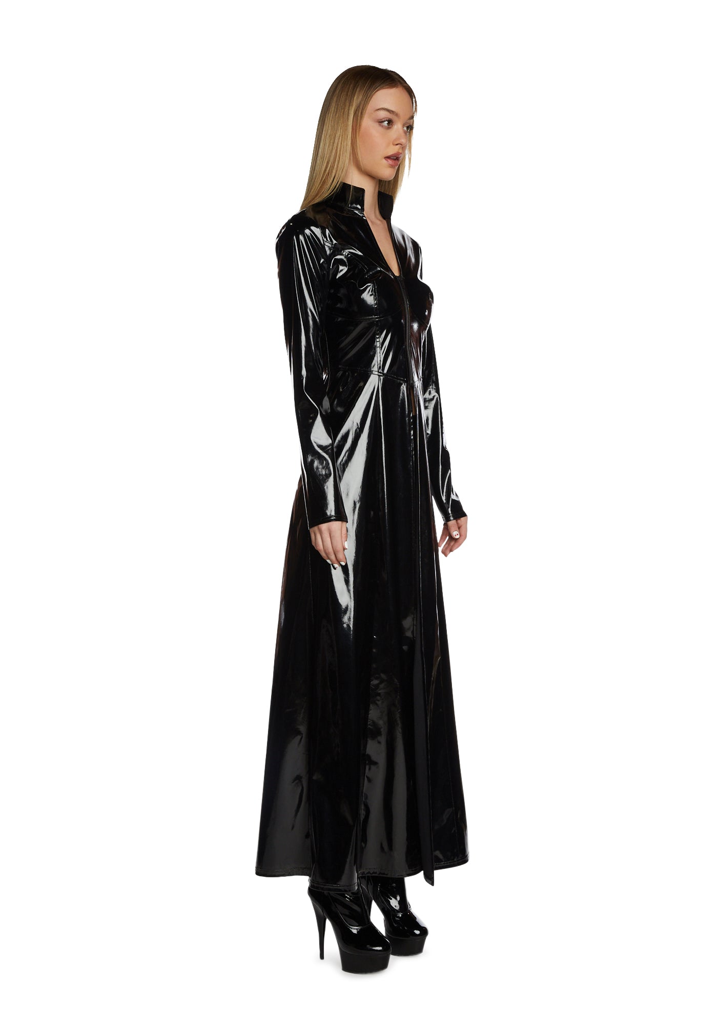 Matrix Halloween Vinyl Coat Trinity Costume - Black – Dolls Kill