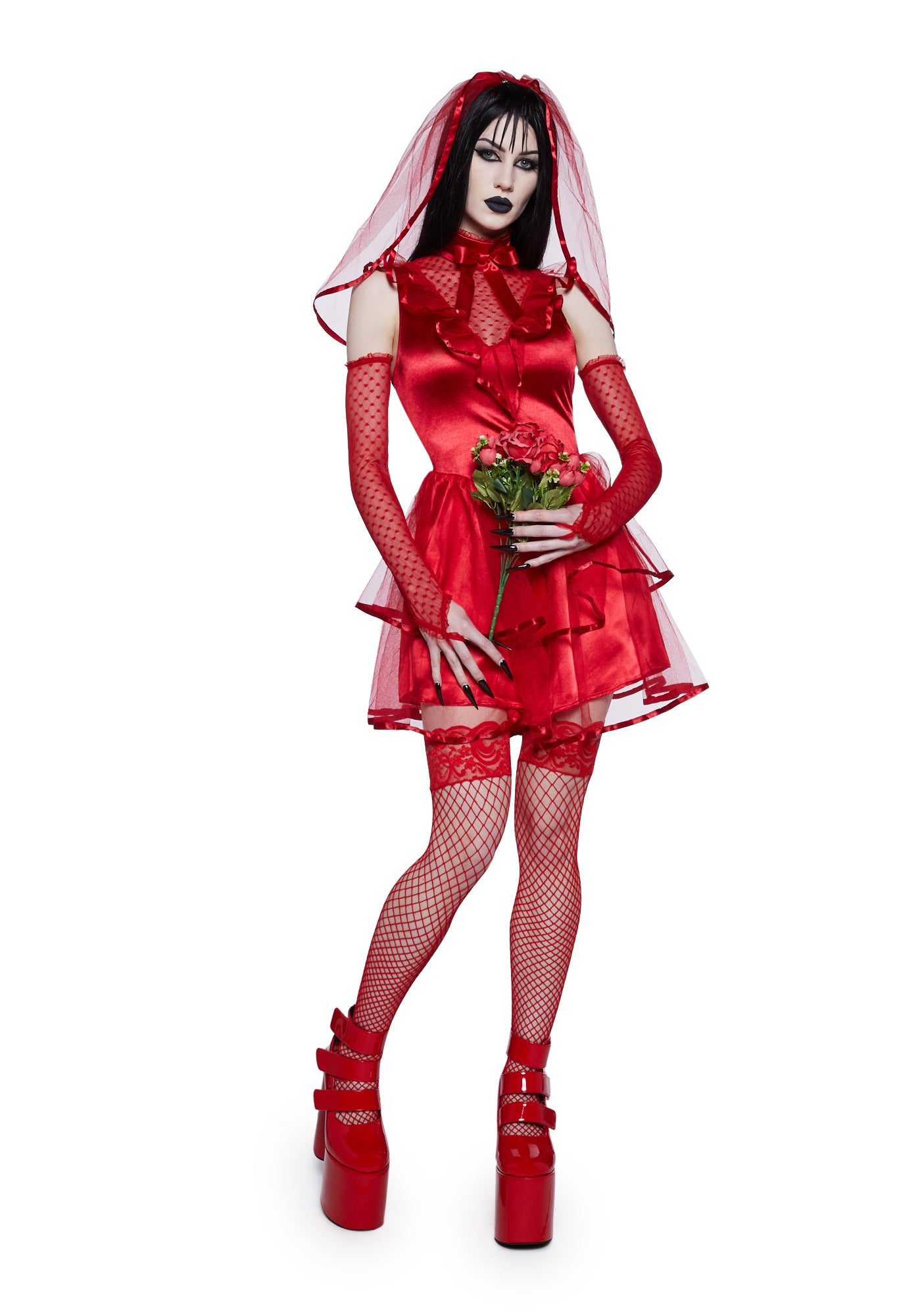 Women's Beetle Bride Costume Dress | Adult Movie Costumes | Adult | Womens | Red | S/M | Music Legs