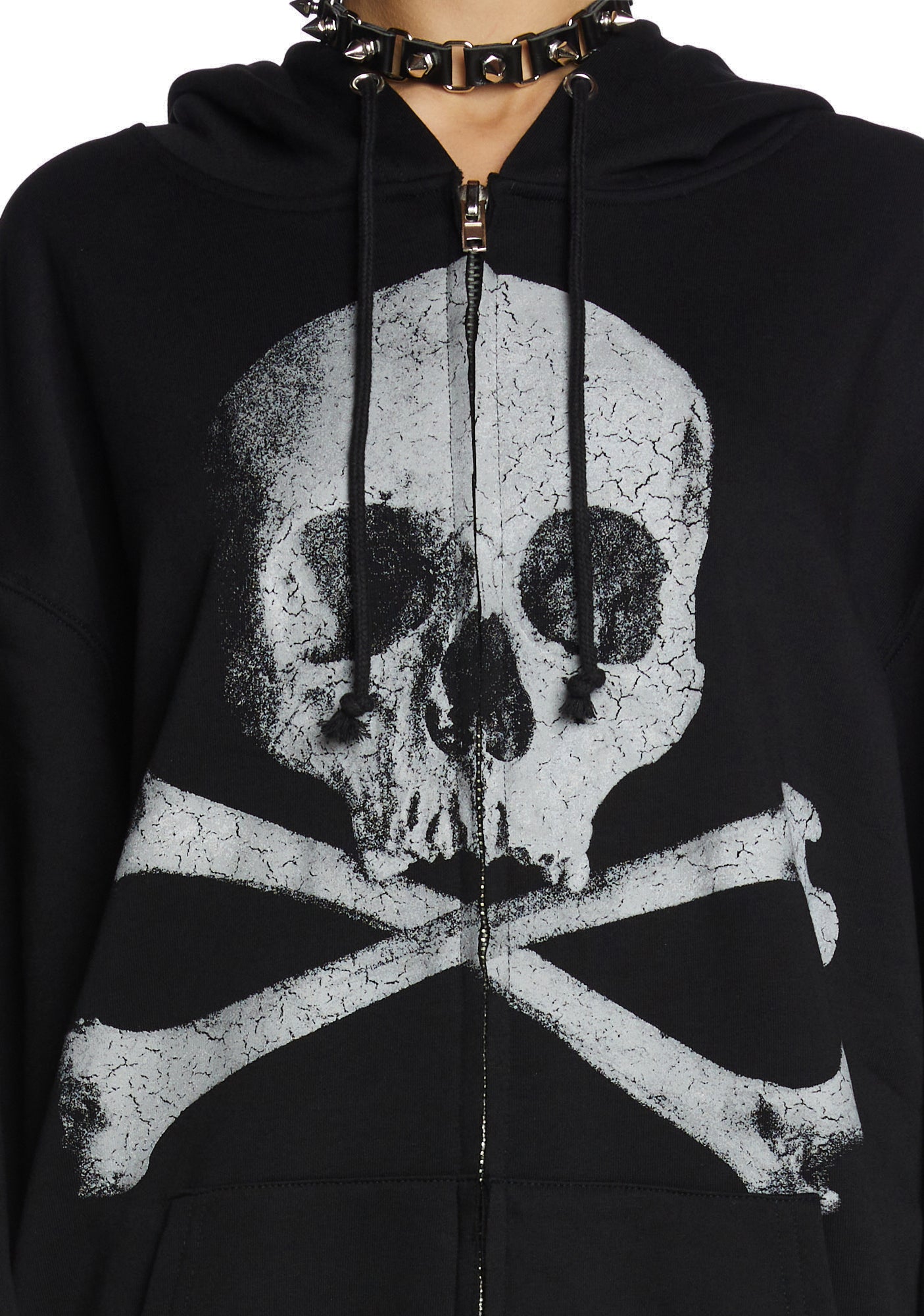 Trickz N Treatz Skeleton Zip Front Hoodie Black Dolls Kill