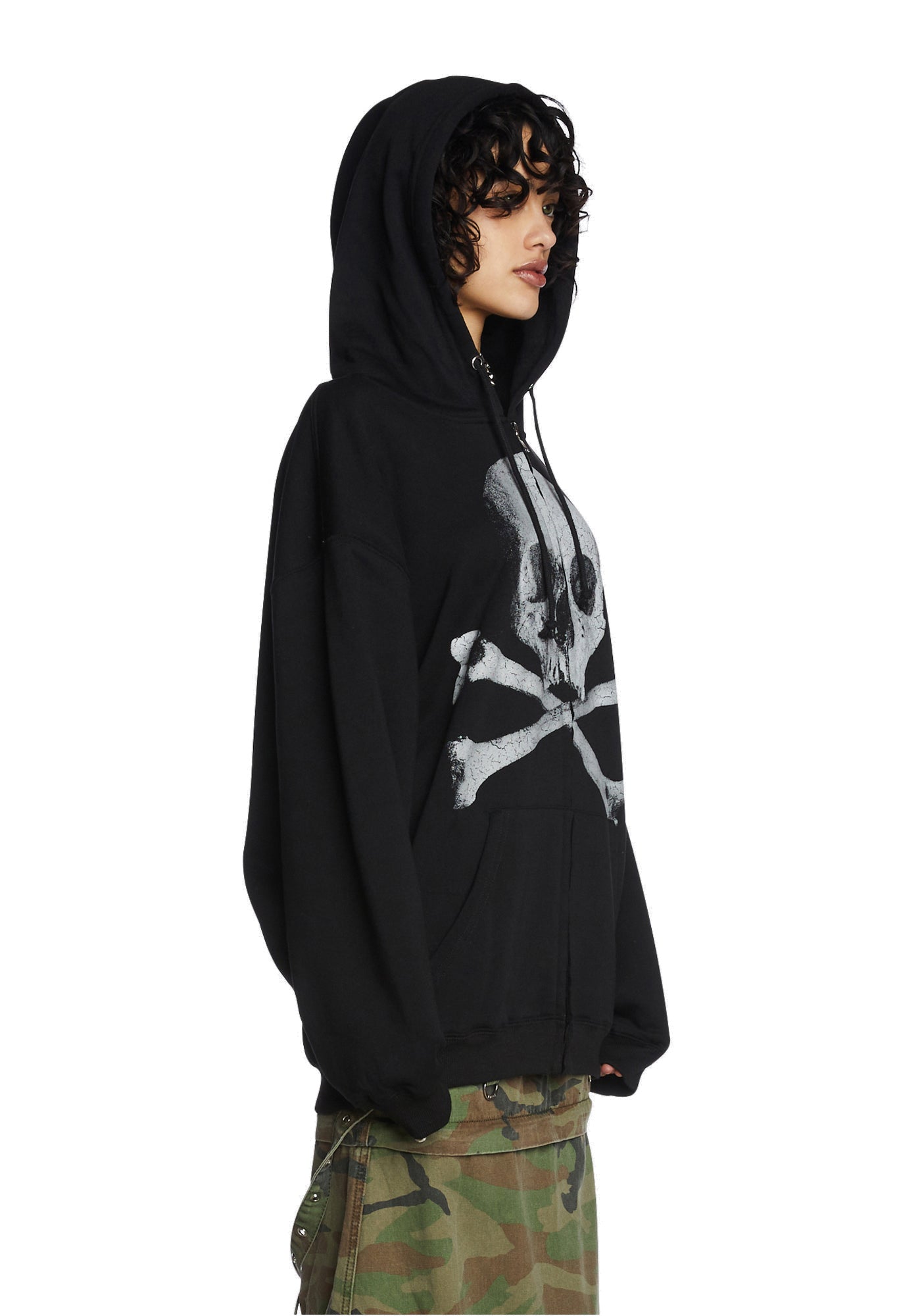 Dolls Kill ブラック オーバーサイズ パーカー スカル Trickz N Treatz Skeleton Zip Front Hoodie - Black – Dolls Kill