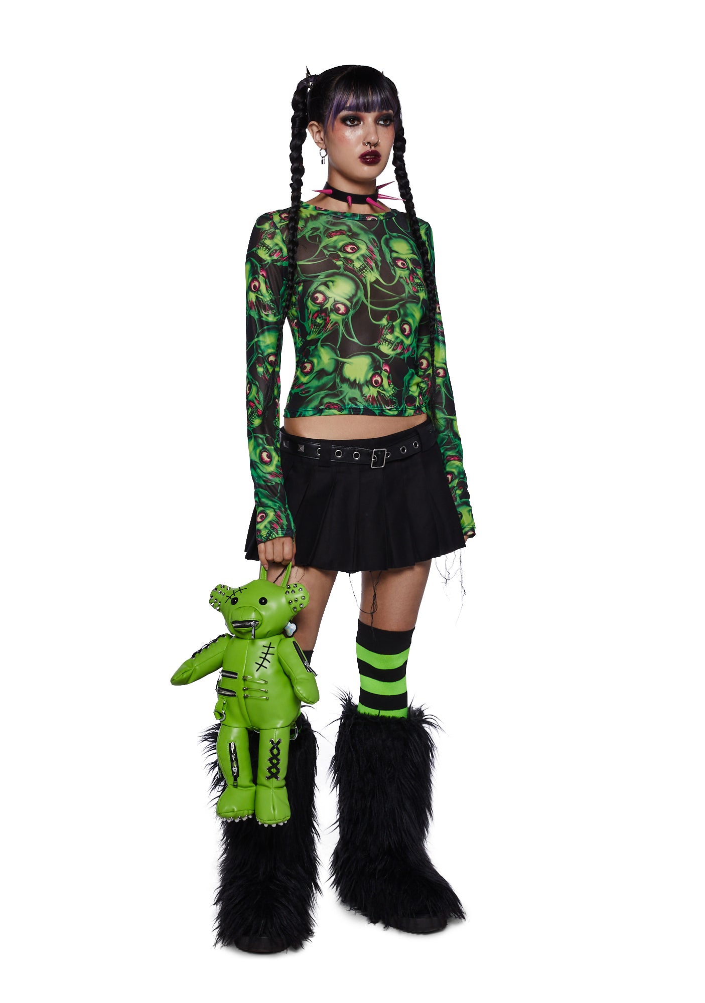 Trickz N Treatz Zombie Mesh Top - Green/Black – Dolls Kill