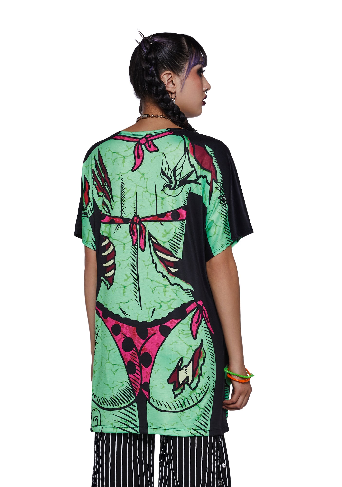 Trickz N Treatz Halloween Bikini Body Graphic Tee Multi Dolls Kill