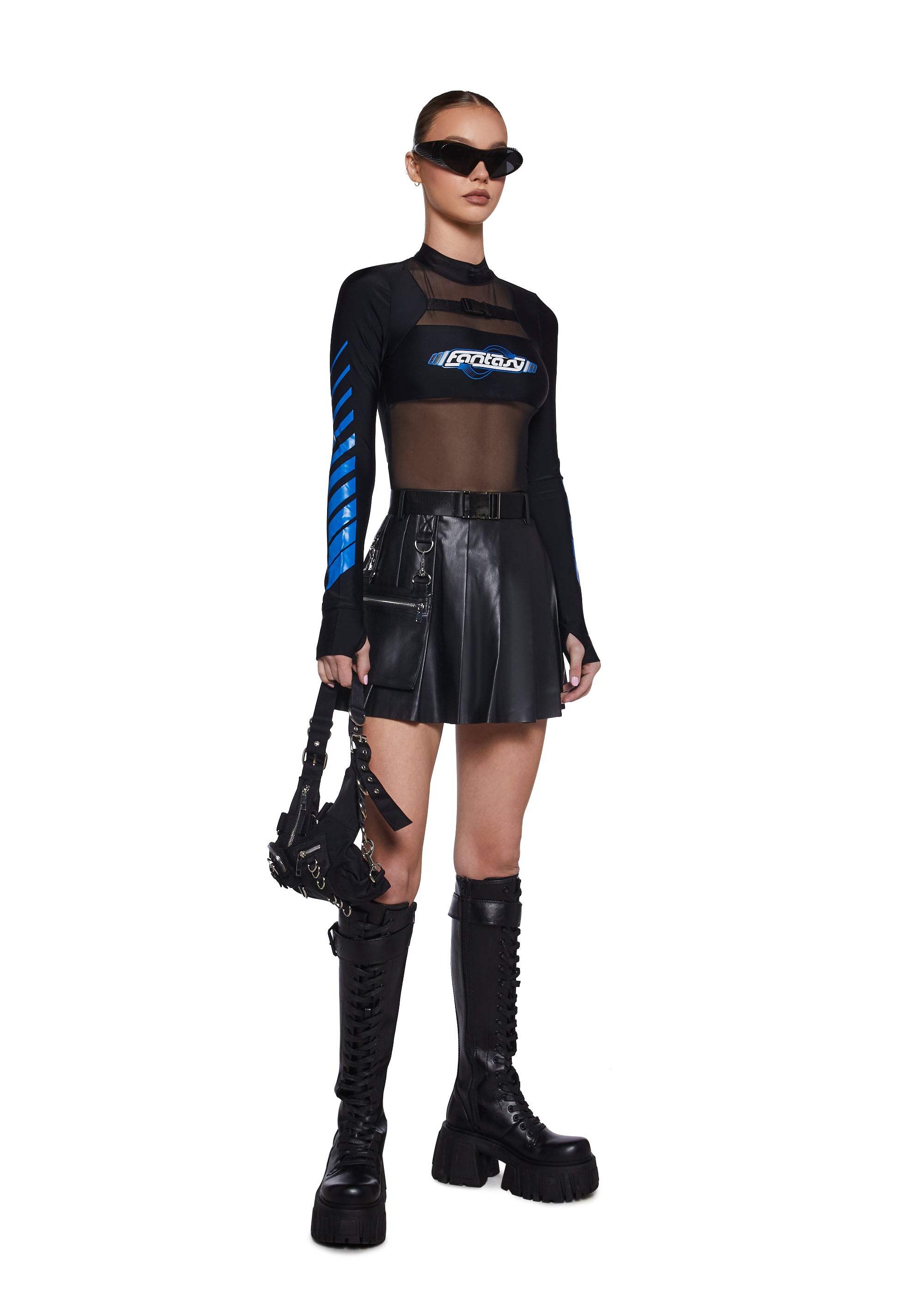 【超美品】whip staff/Leather Pleated Skirt Alice + Olivia Toni Vegan Leather Asymmetric Pleated Mini