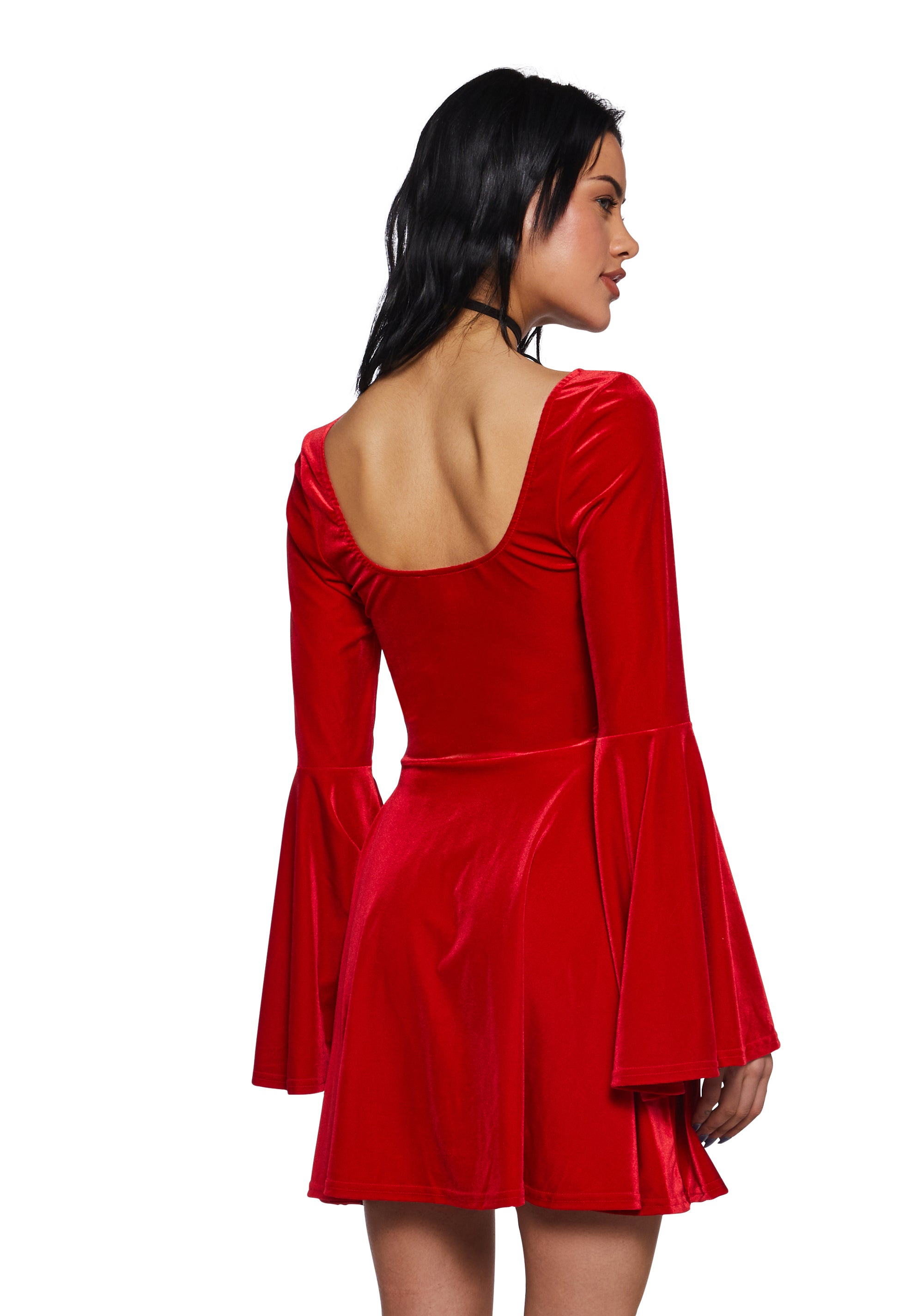 Sugar Thrillz Retro Babydoll Bell Sleeve Dress - Red Dolls Kill Sugar Thrillz Retro Babydoll Bell Sleeve Dress - Red Dolls Kill