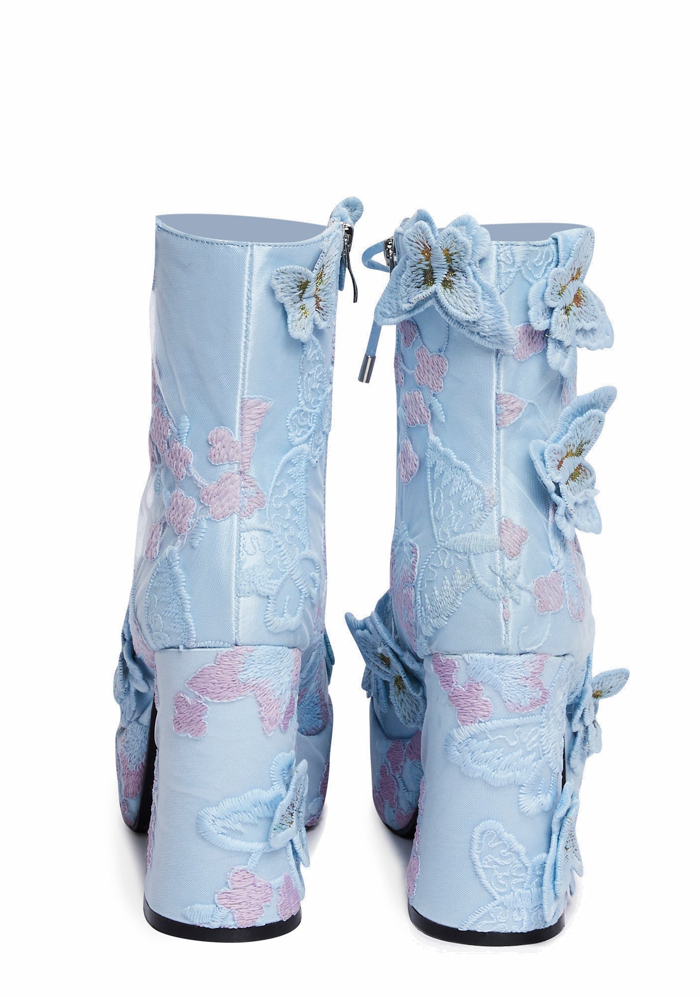 ☆DOLLS KILL☆ Sugar Thrillz Blue Boots Sugar Thrillz Pastel Knee High Pocket Combat Boots - Baby