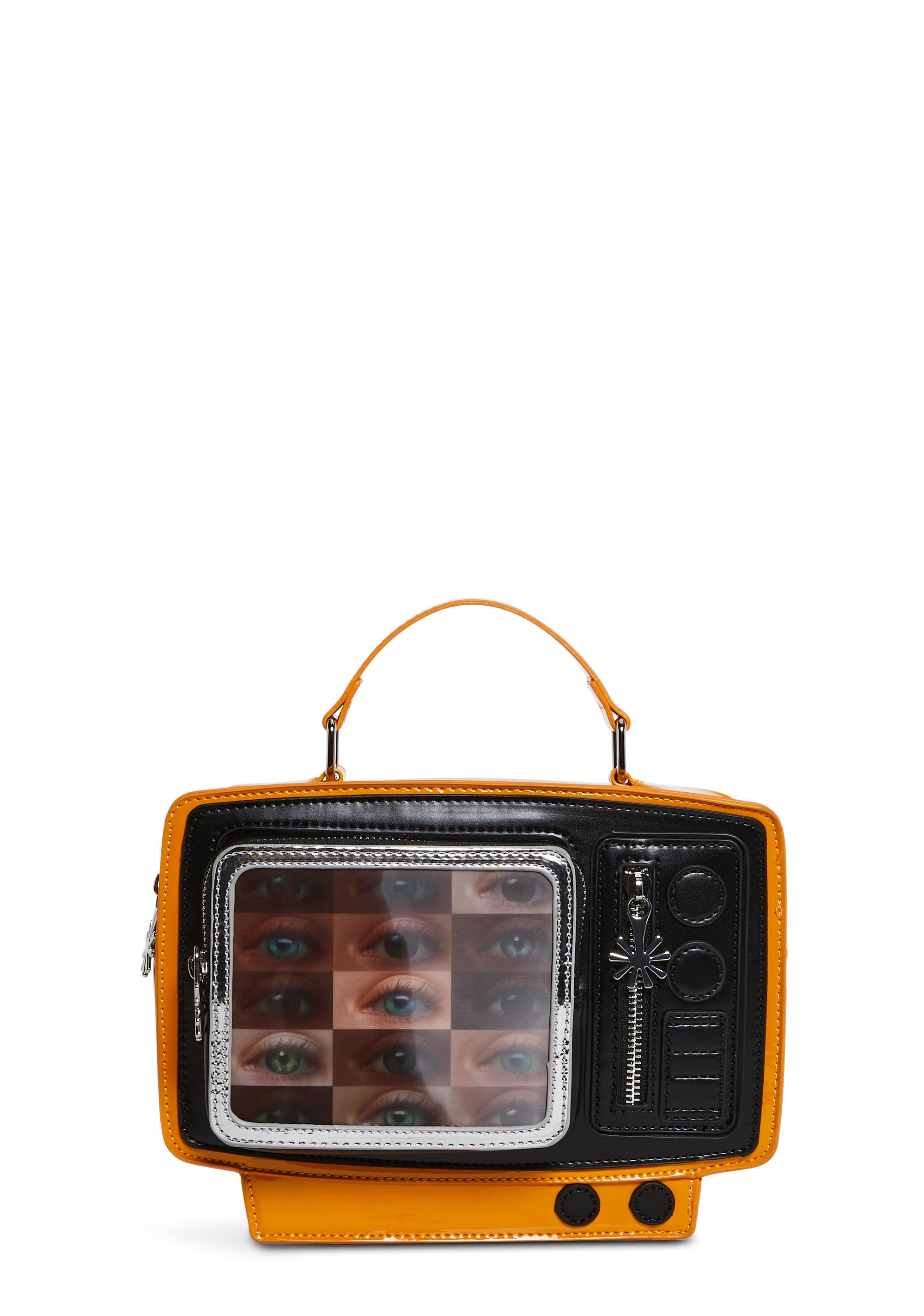 【DOLLS KILL】Kaleidoscope Vision Shoulder Bag Vegan Leather Shoulder Buckle Bag Generation Kiss - Black