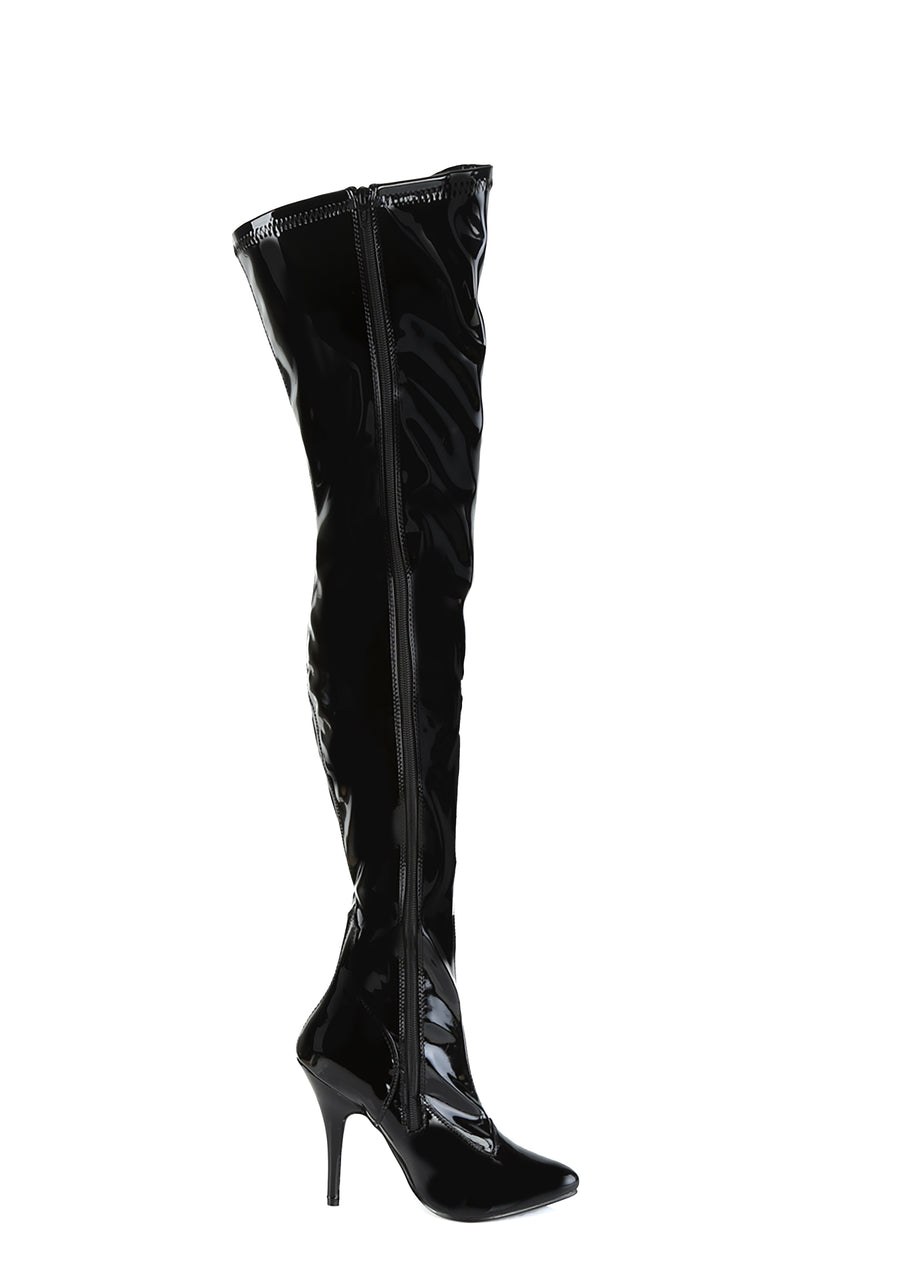 Seduce-3000 Patent Thigh High Boots