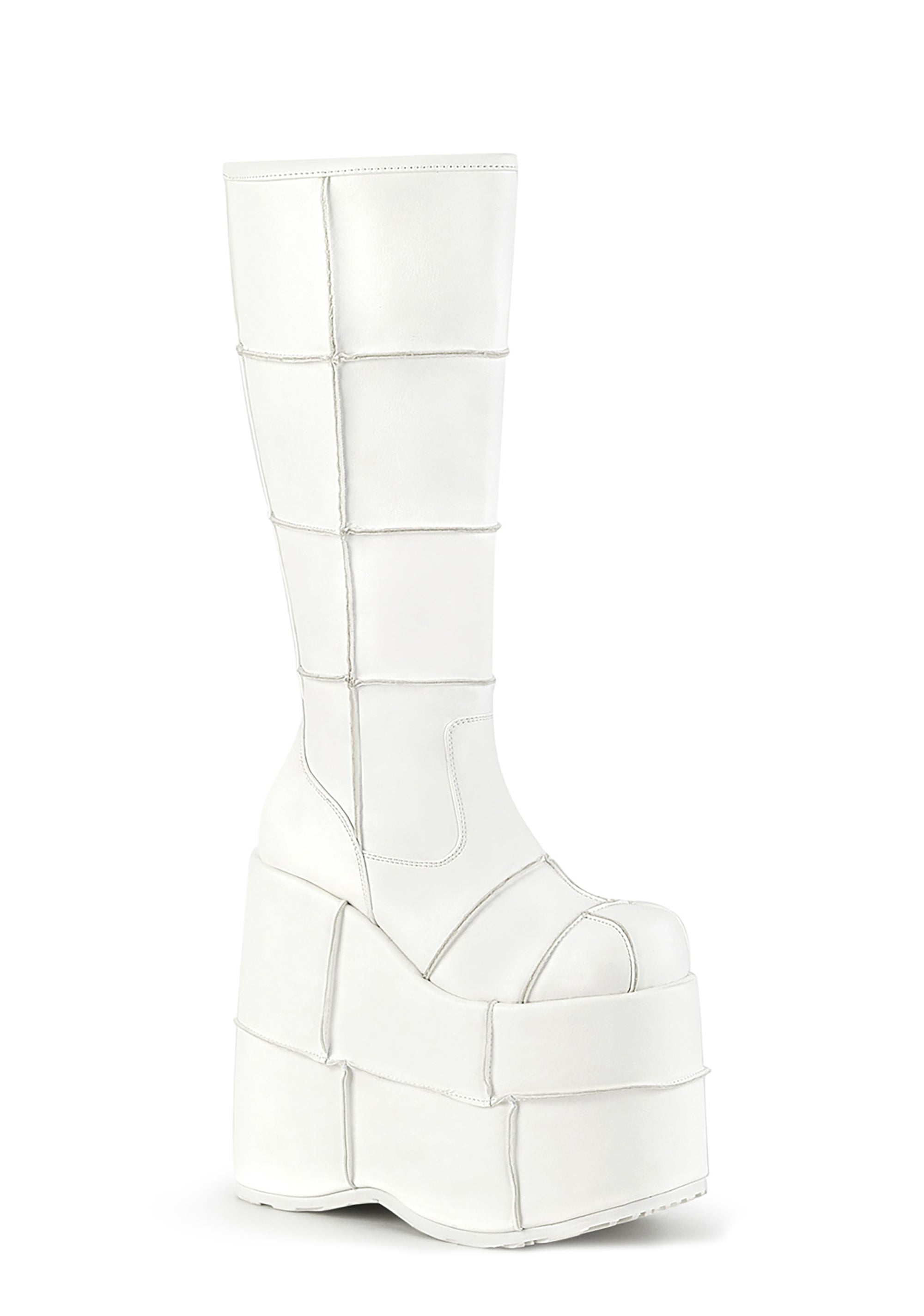 Demonia Stack-301 White Knee High Platform Boots – Dolls Kill
