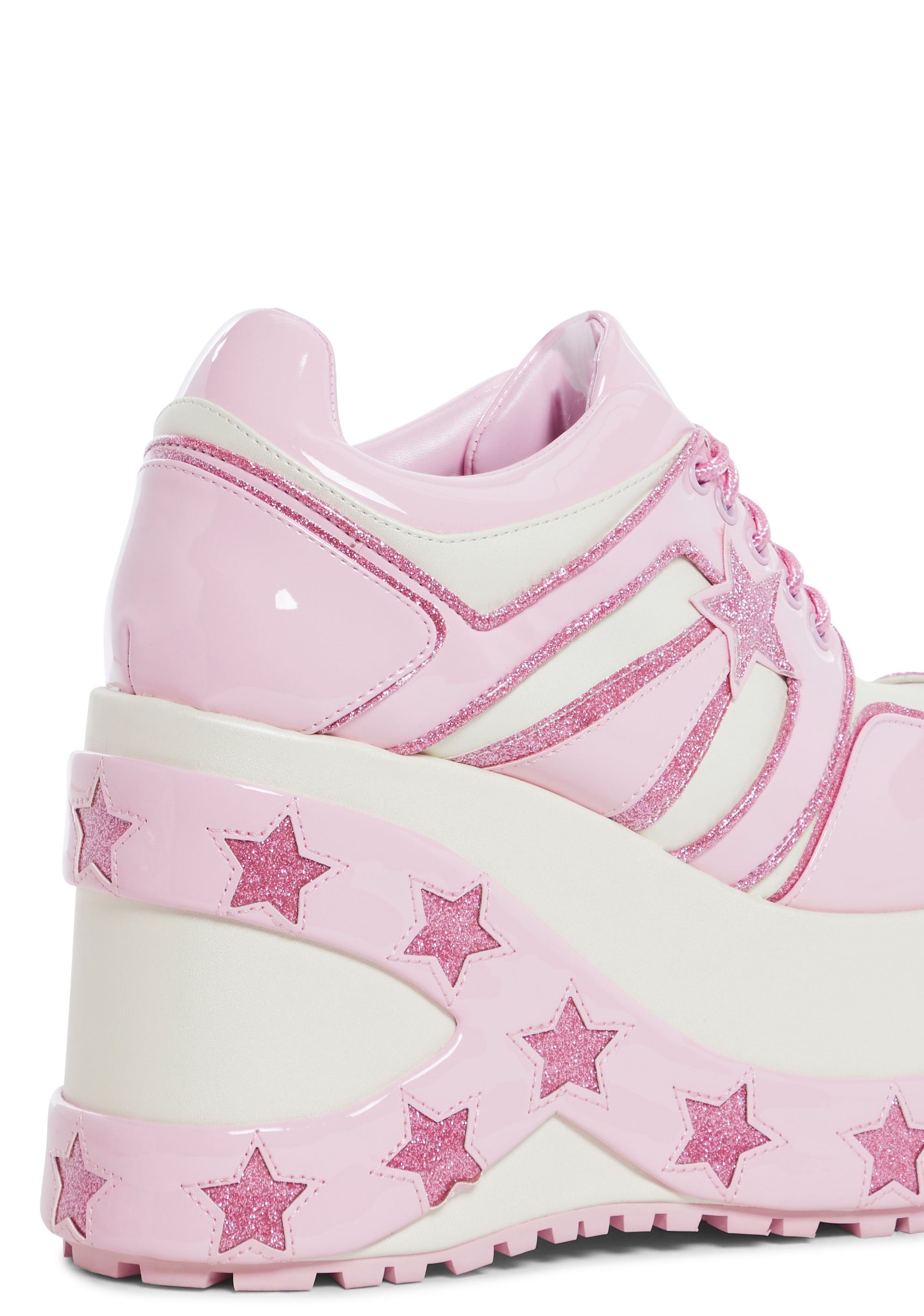 Sugar Thrillz Glitter Star Platform Sneakers Pink Multi Dolls Kill