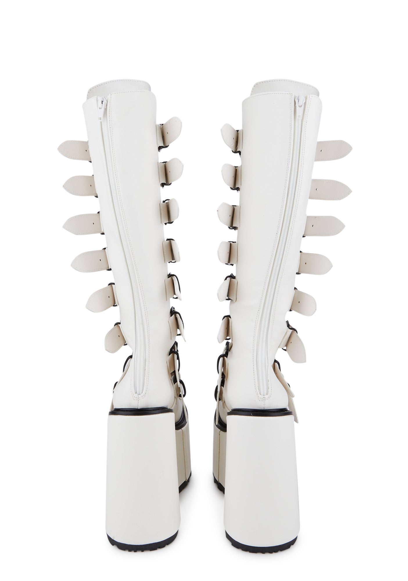 Demonia Swing 815 Buckle Knee High Boots White – Dolls Kill