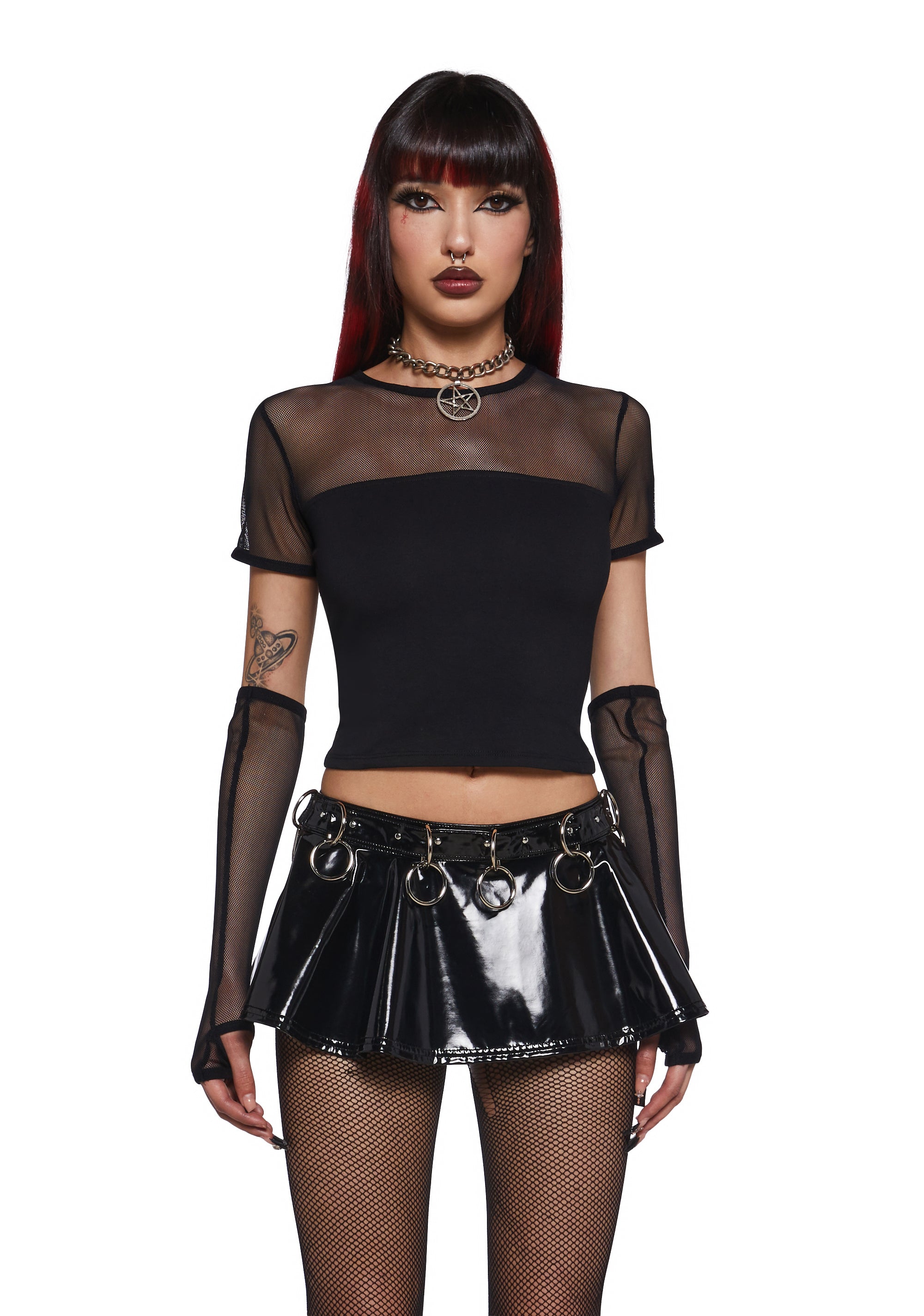 Teen Tragedy Mesh Crop Top Set