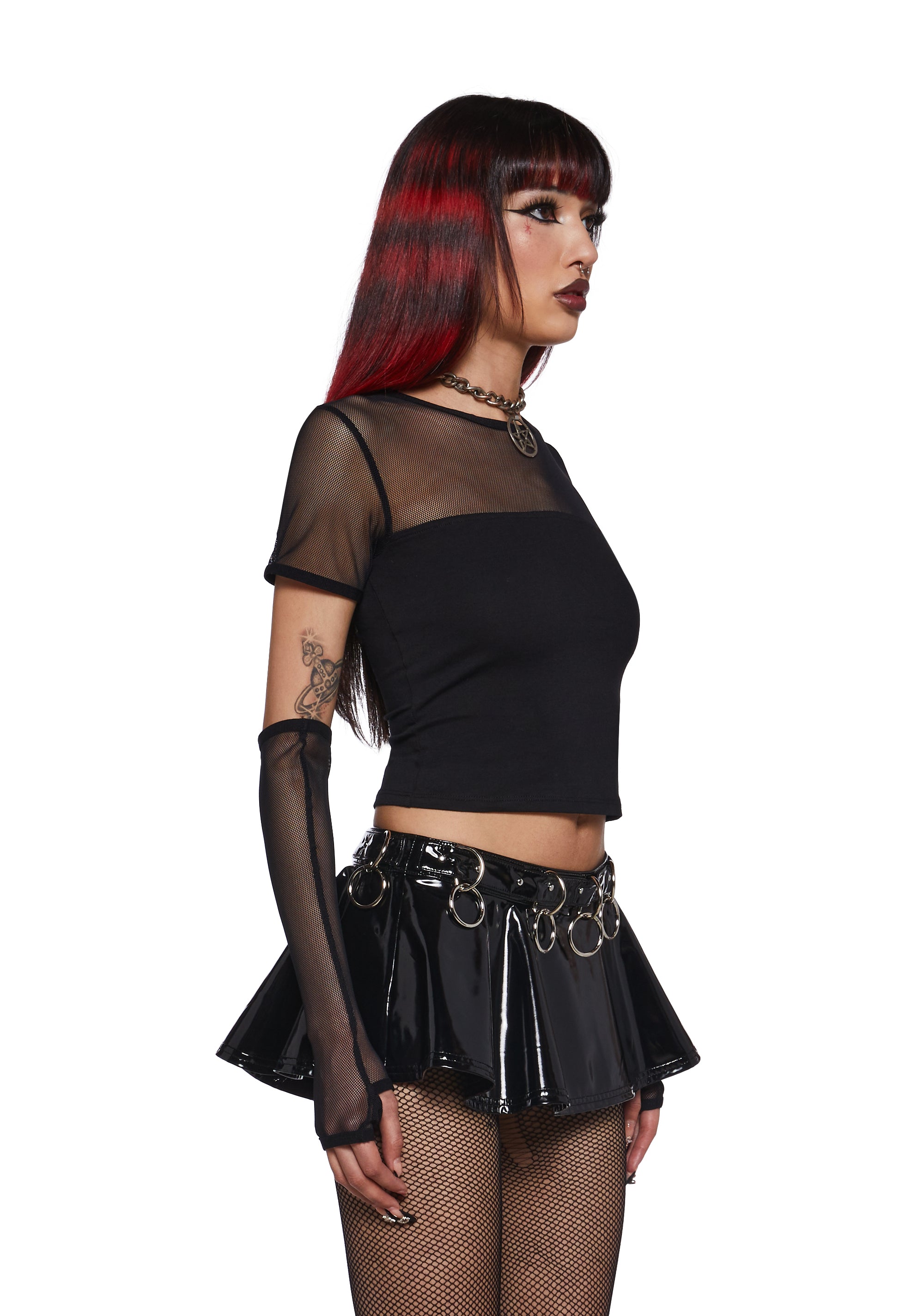 Teen Tragedy Mesh Crop Top Set