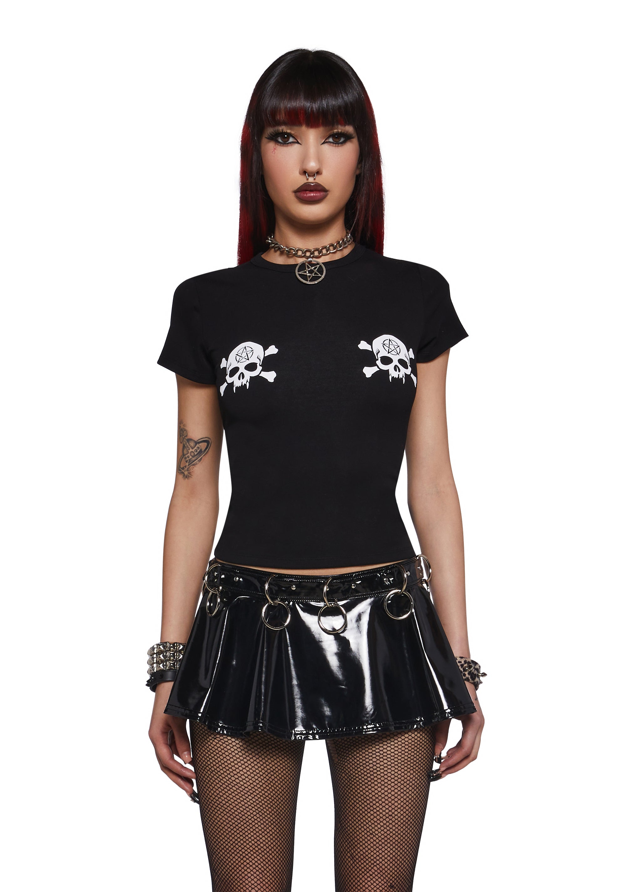 THE CAST NYC SKULL & CROSSBONES (Women's Baby Tee - BABY PINK) main image 0