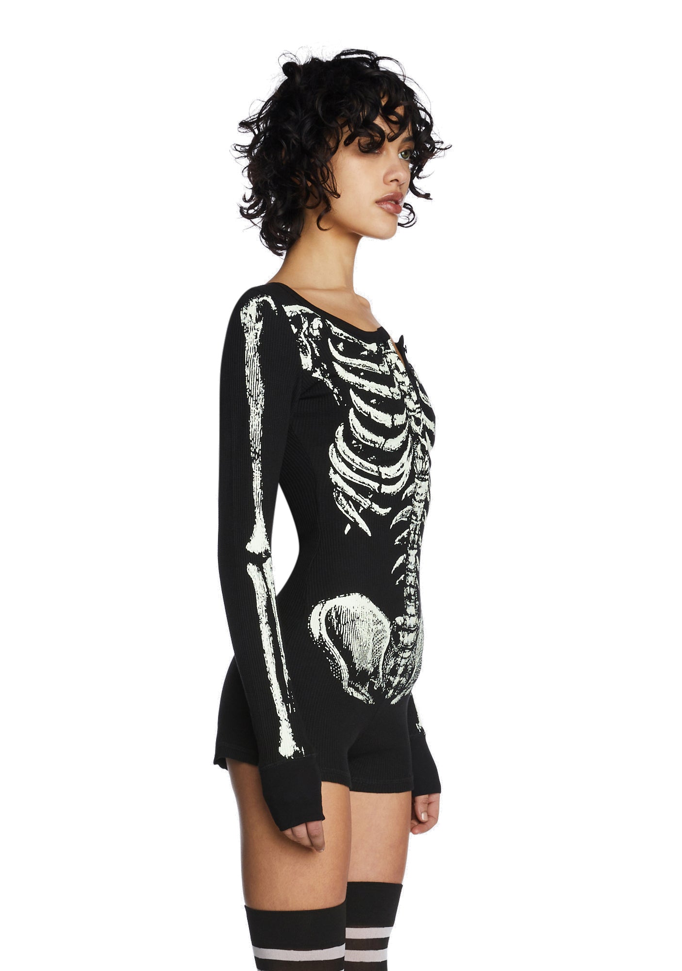 Trickz N' Treatz Skeleton Thermal Romper - Pink – Dolls Kill