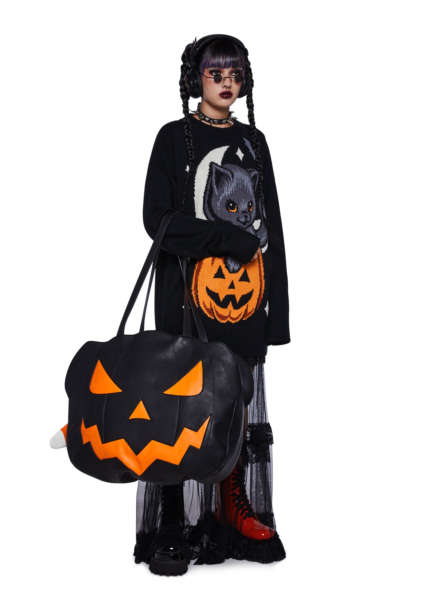 Trickz N Treatz Pumpkin Jack O Lantern Mega Tote - Black  display picture 1
