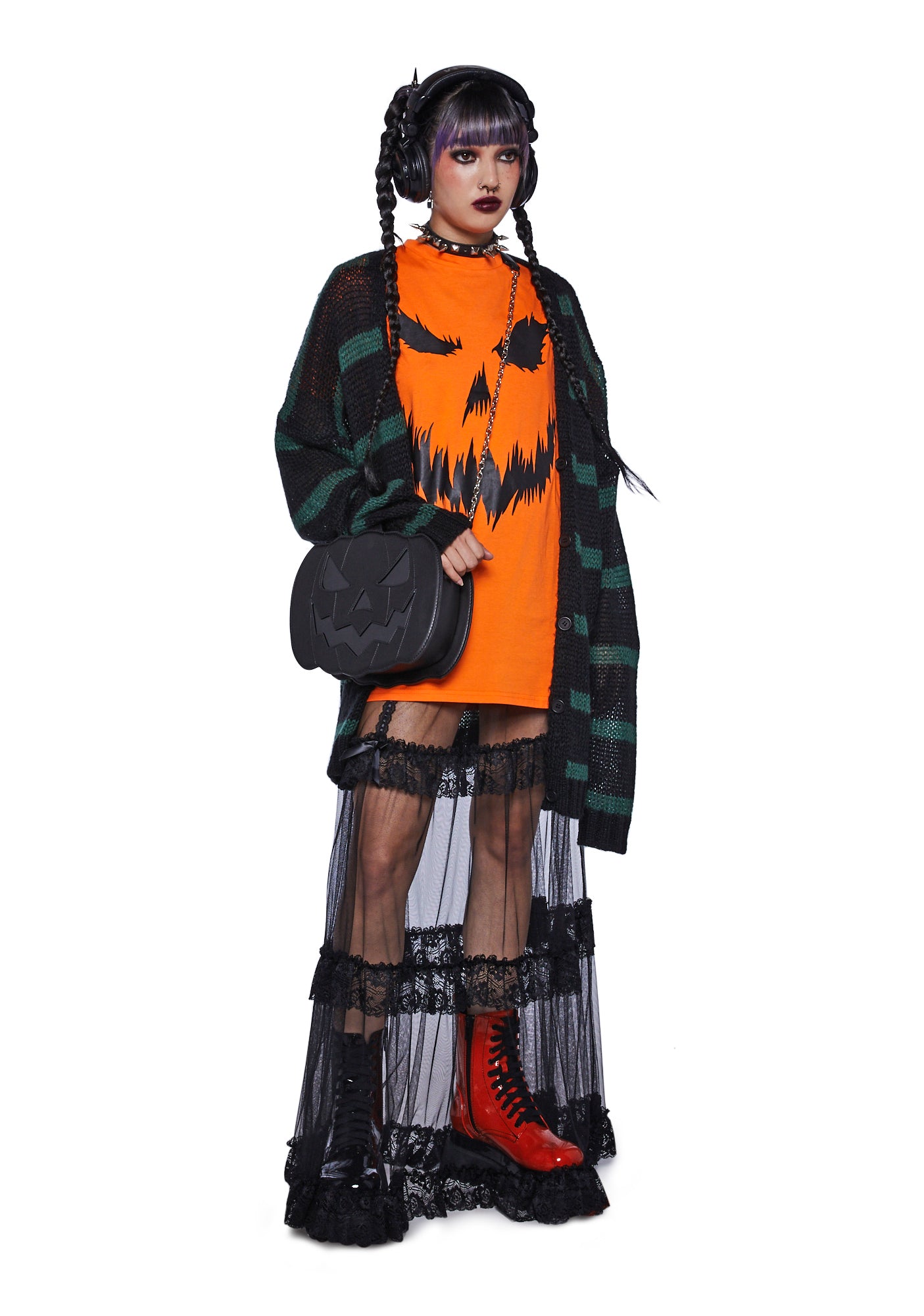 Glow in the Dark Jack O Lantern Pumpkin Crossbody Bag in Vinyl –  www.