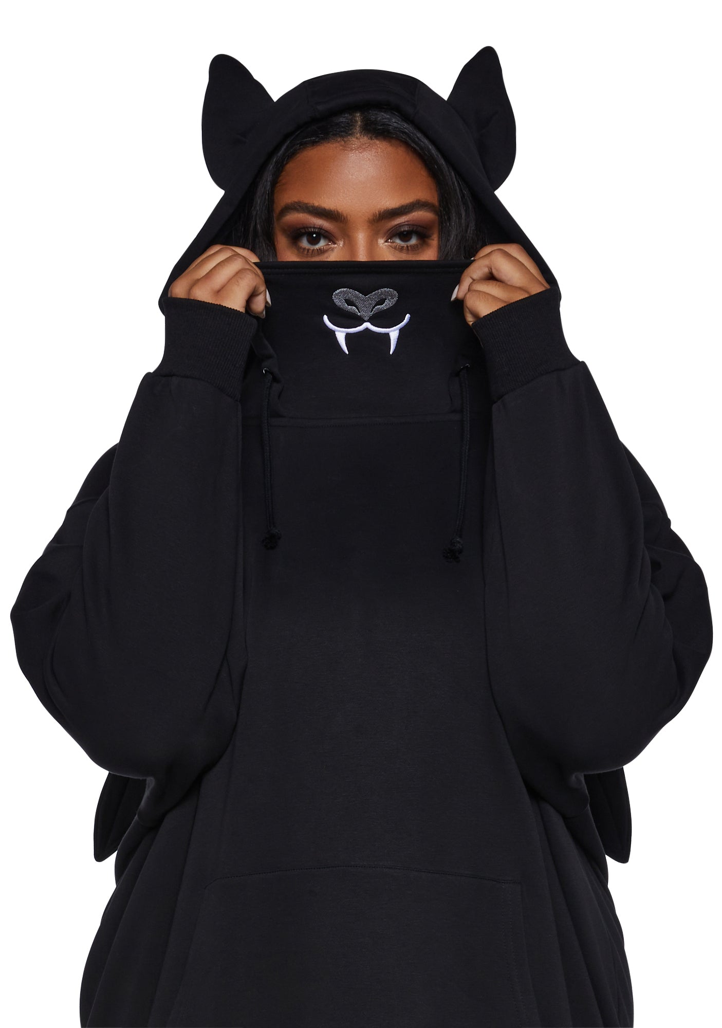 Plus Size Trickz N Treatz Bat Mask Oversized Hoodie – Dolls Kill