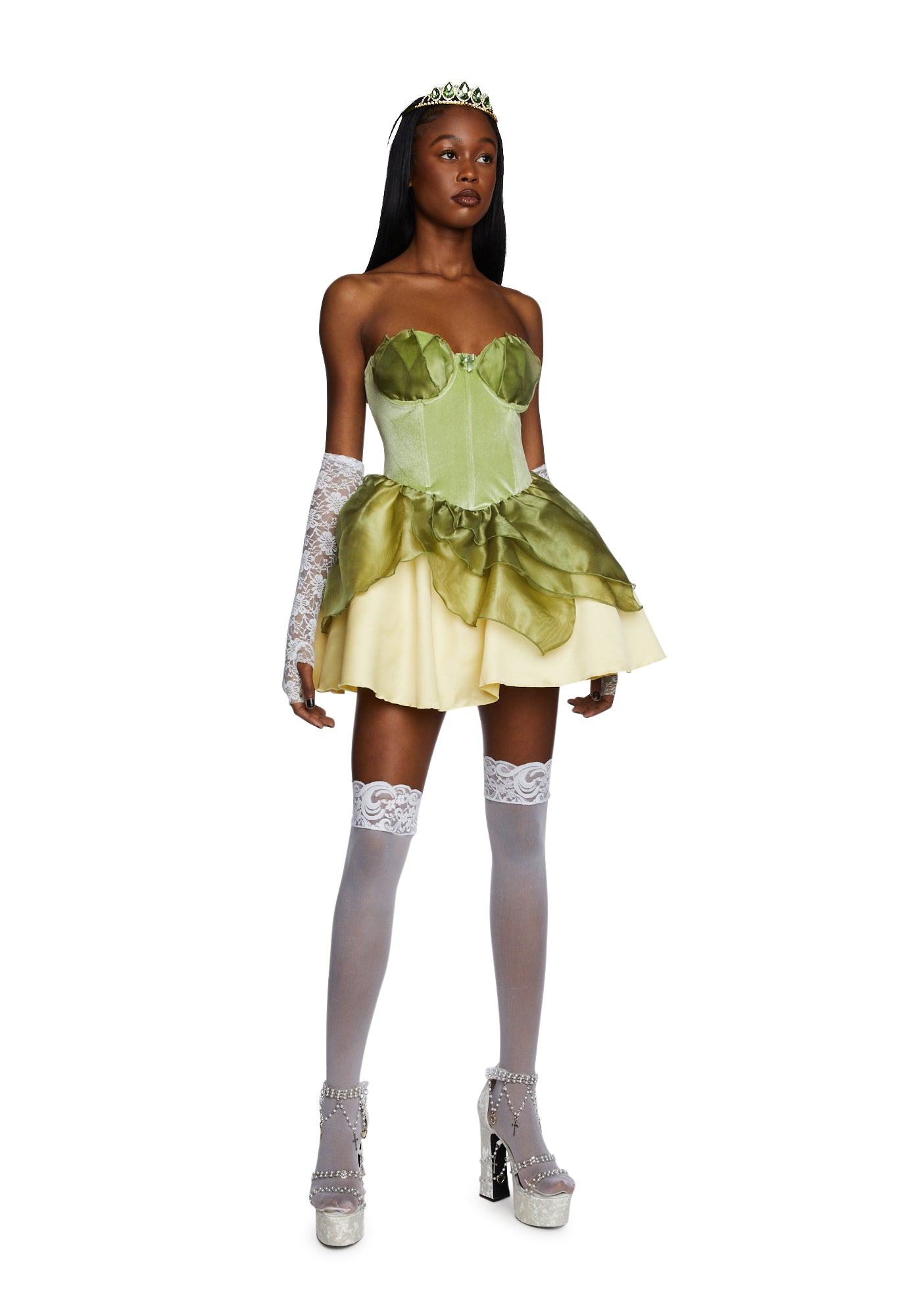 Where's My Prince Princess Costume GREEN / XX-SMALL