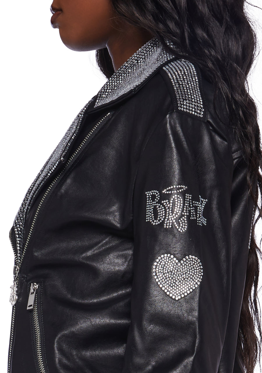 Glam Rock Rhinestone Moto Jacket - alternate