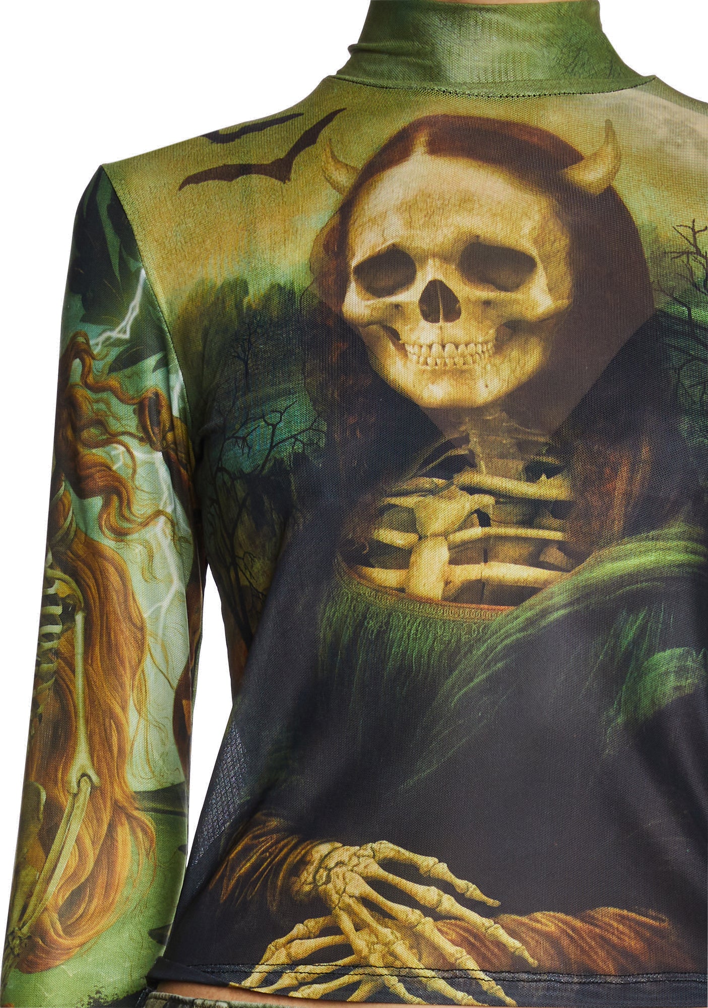 Dripping Skull High-Neck Top　KIDILL KIDILL HIGH NECK CRINKLE JERSEY PULLOVER SKULL PRINT PATTERN