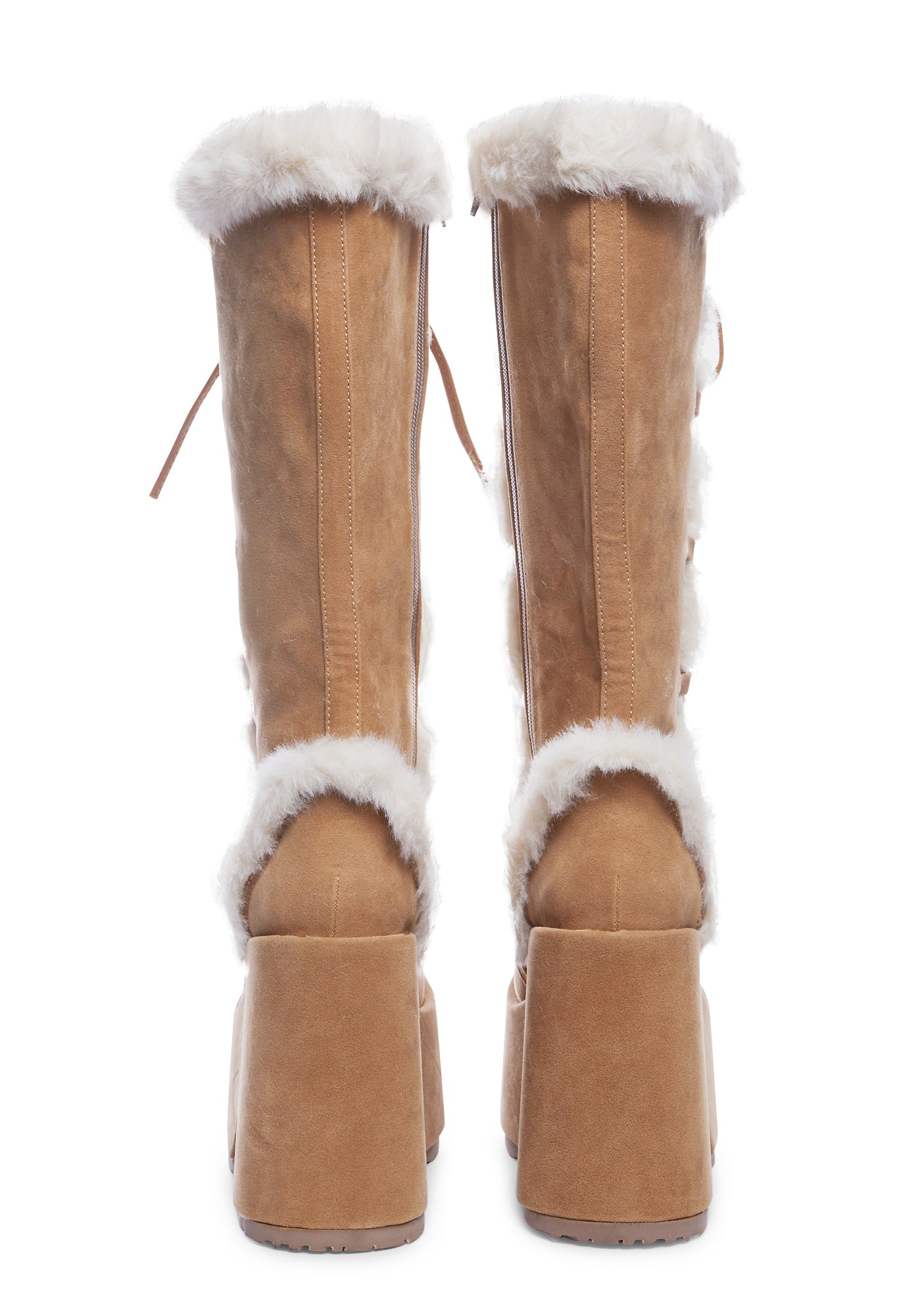 K17. Camel brown boots with white fur trim for 18 dolls. - Silly Monkey