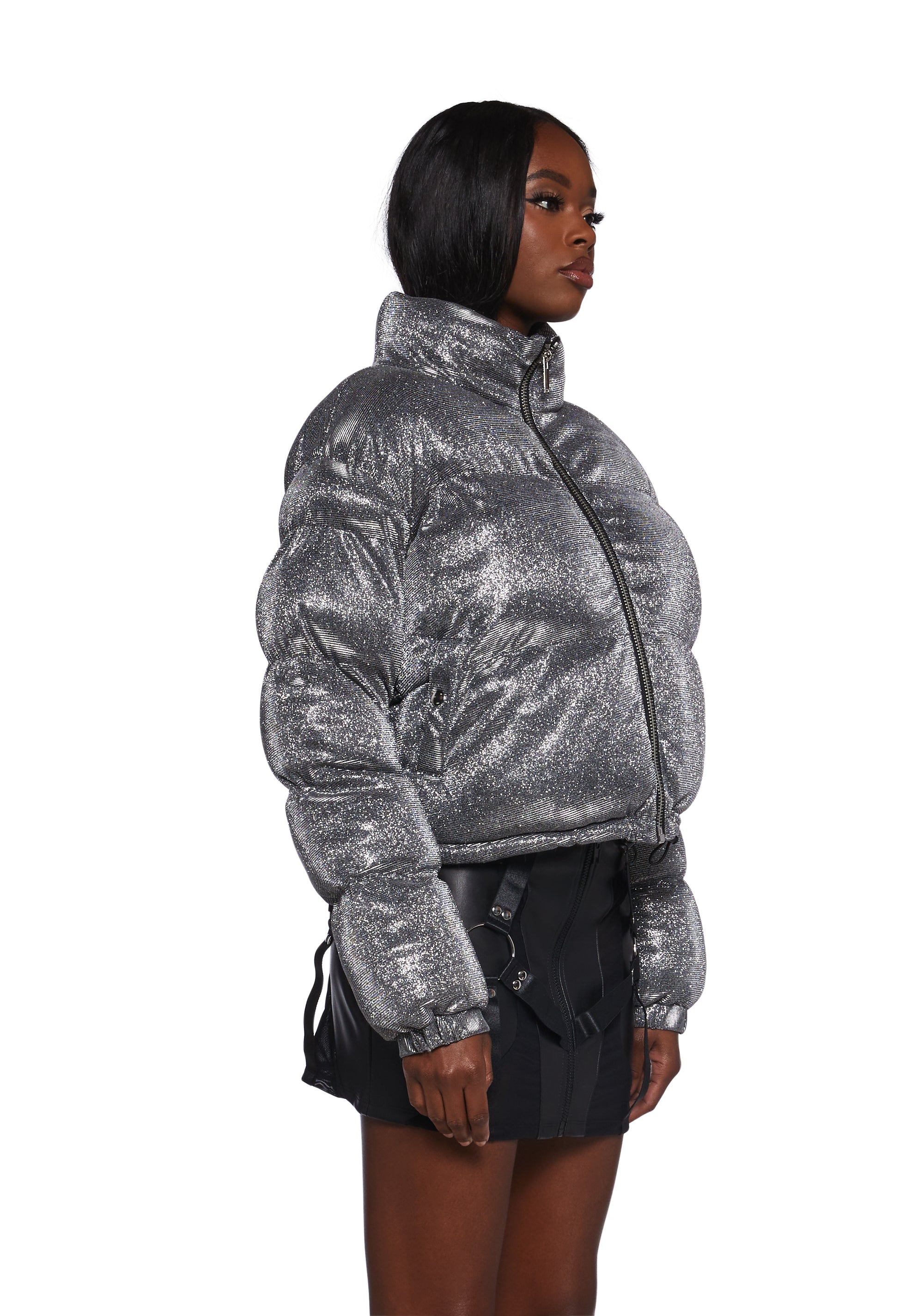 Sparkle puffer jacket top