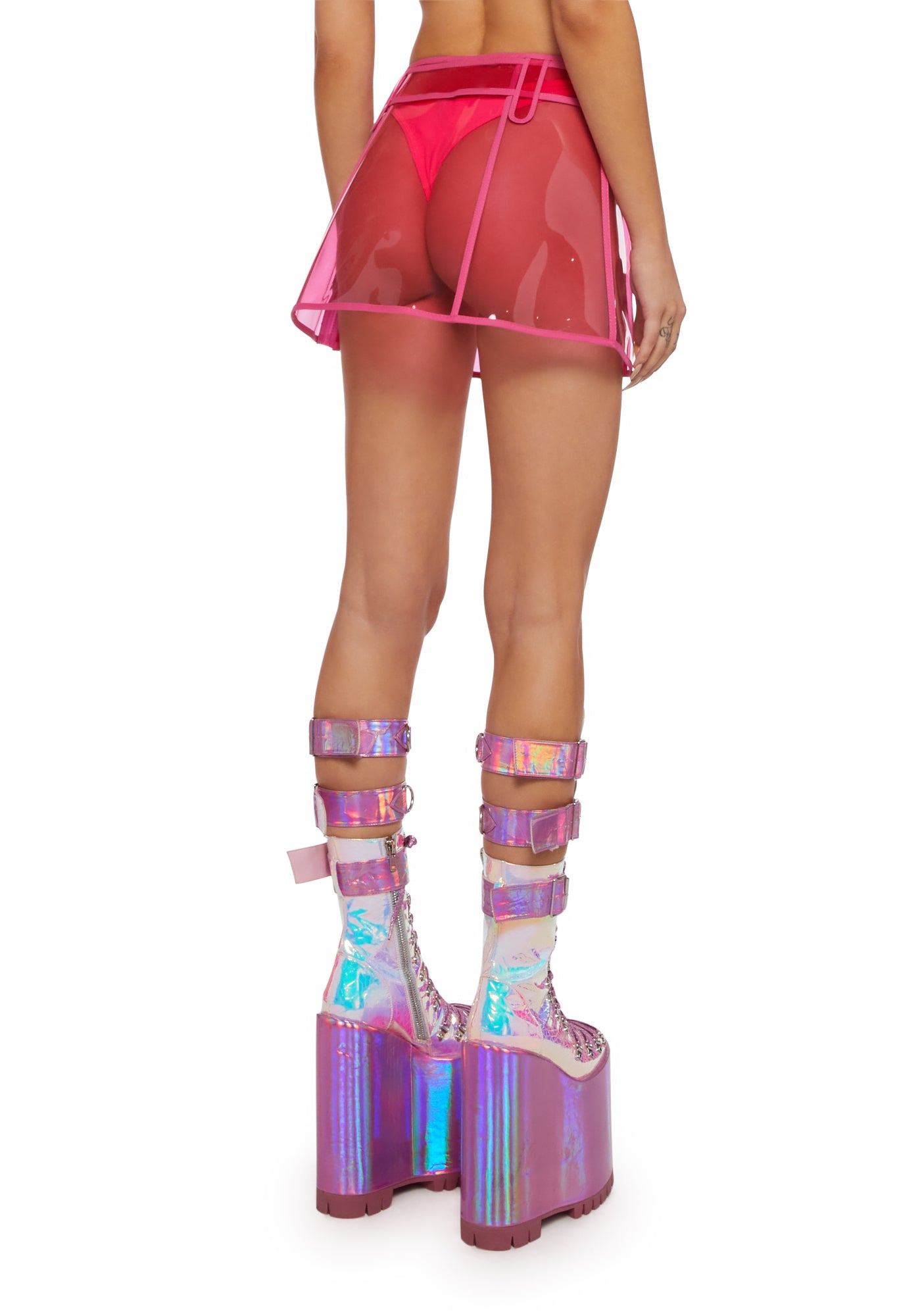 Club Exx PVC Clear Mini Skirt Light Pink Dolls Kill