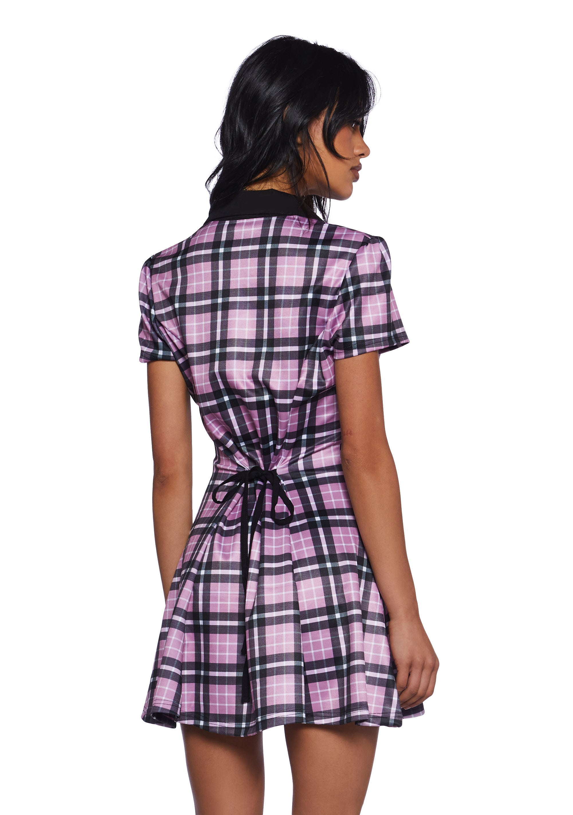 Current Mood Plaid Button Up Shirt Dress - Pink/Black Dolls Kill Current Mood Plaid Button Up Shirt Dress - Pink/Black Dolls Kill