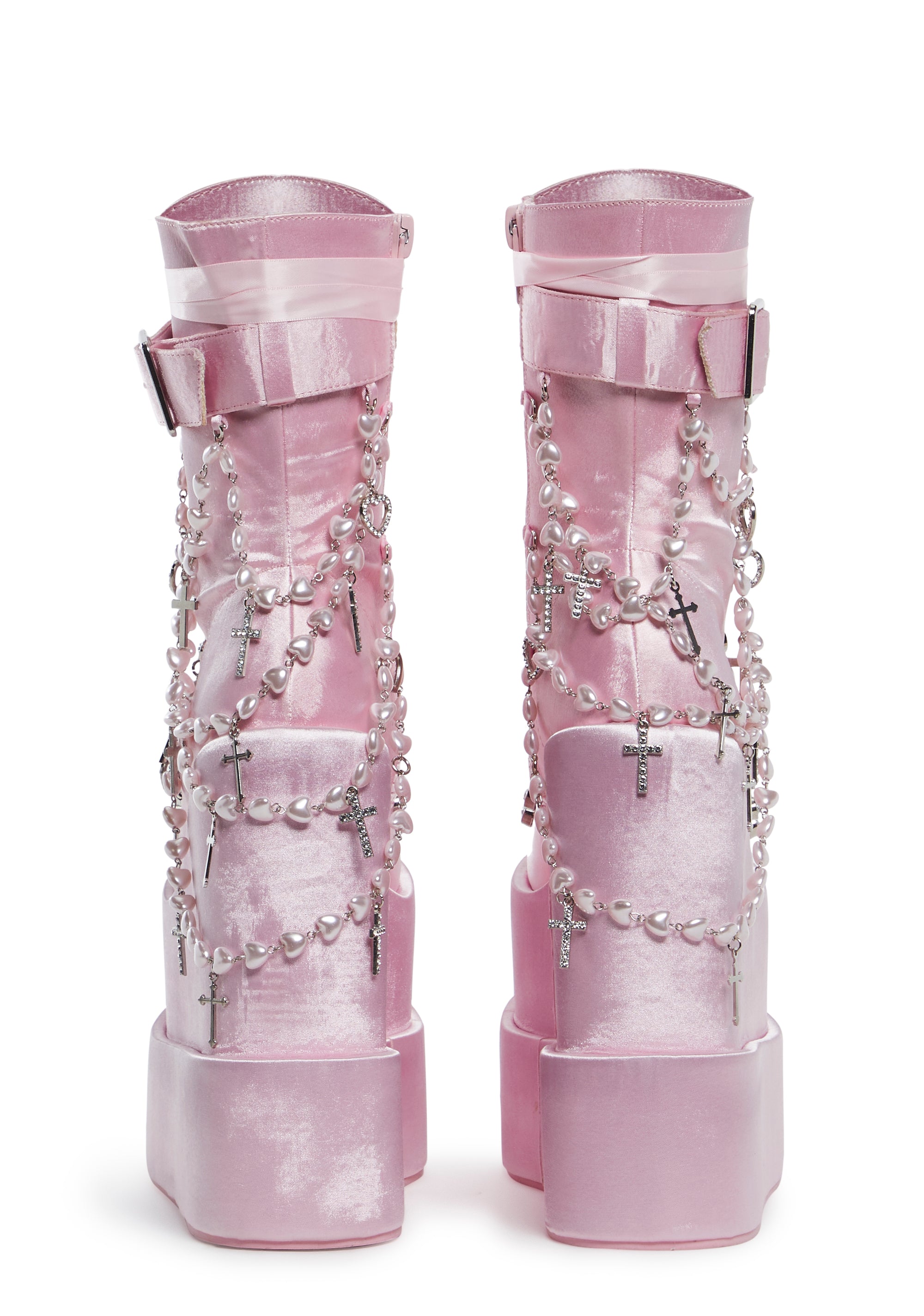 Sugar Thrillz Rosary Double Stack Wedge Platform Boots