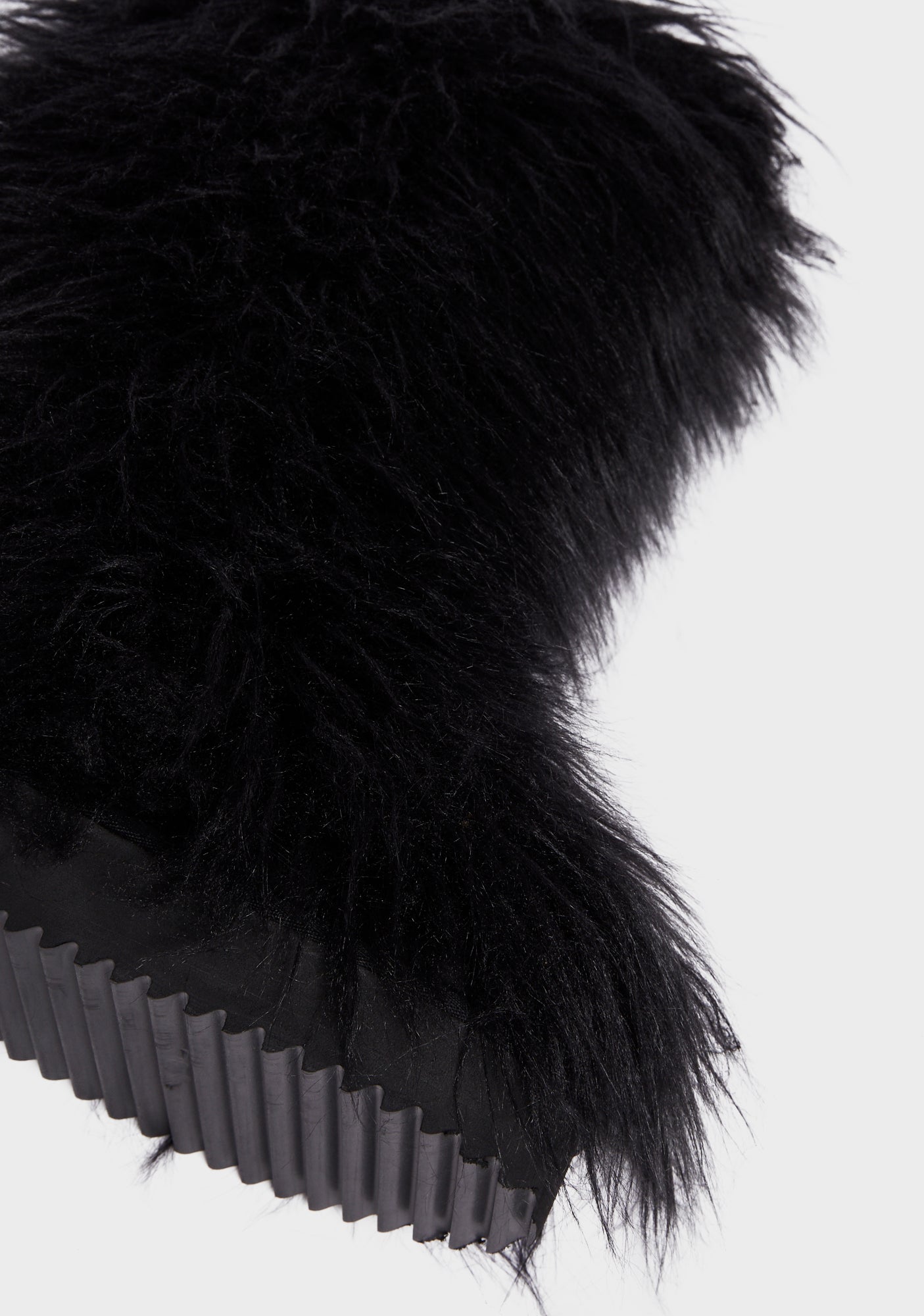 The Grave Girls Shaggy Faux Fur Slipper Boots - Black