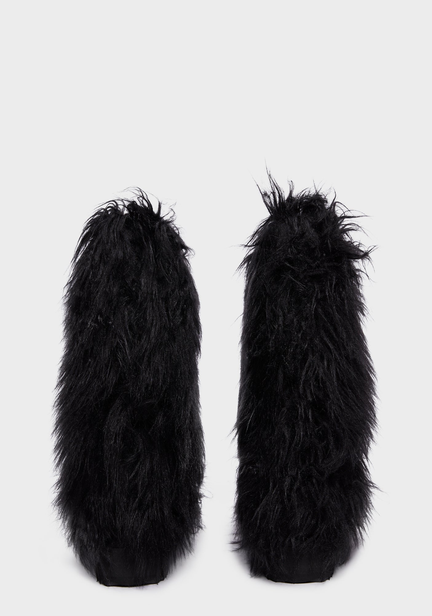 The Grave Girls Shaggy Faux Fur Slipper Boots Black – Dolls Kill