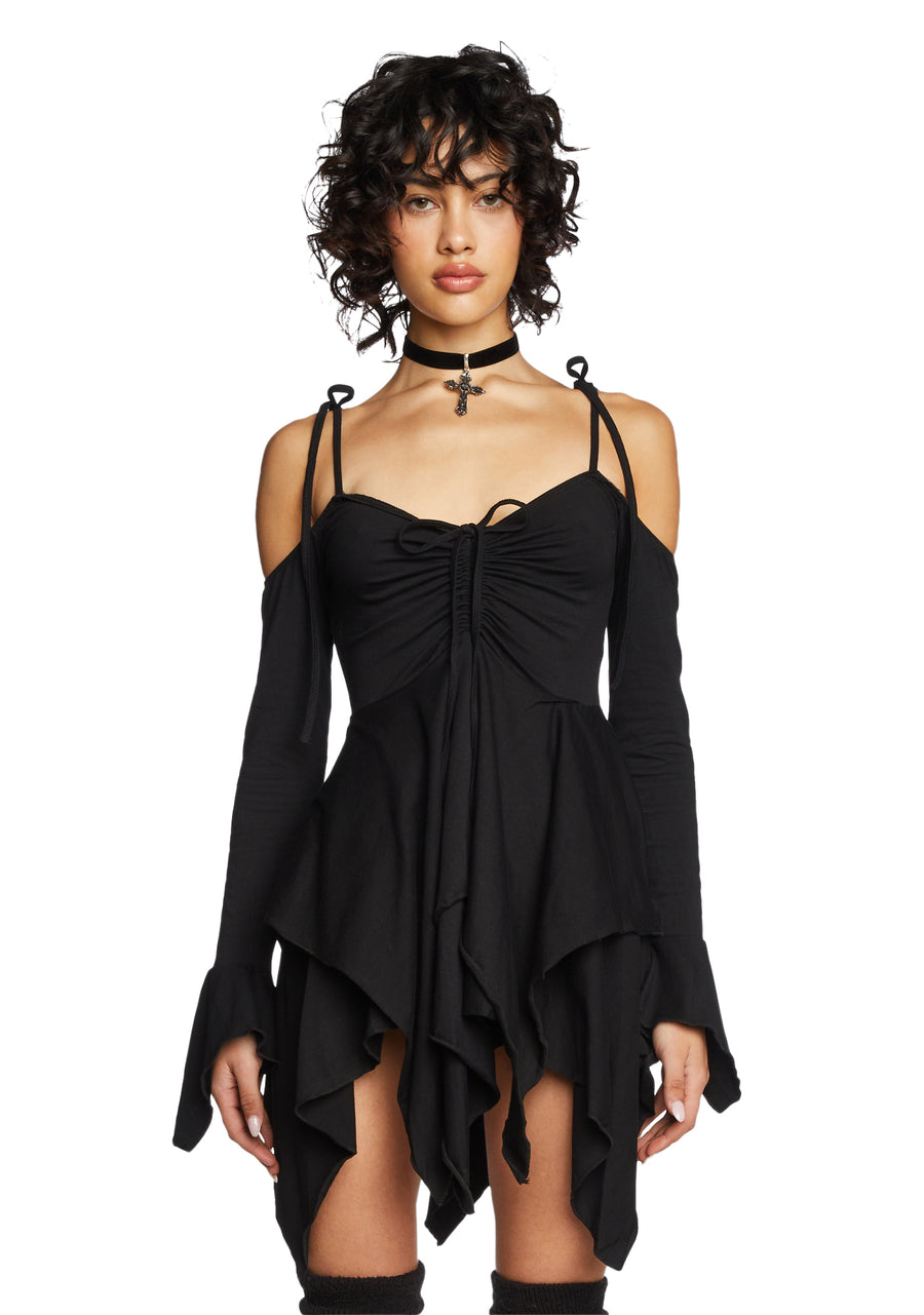Current Mood Plus Size Off The Shoulder Handkerchief Mini Dress