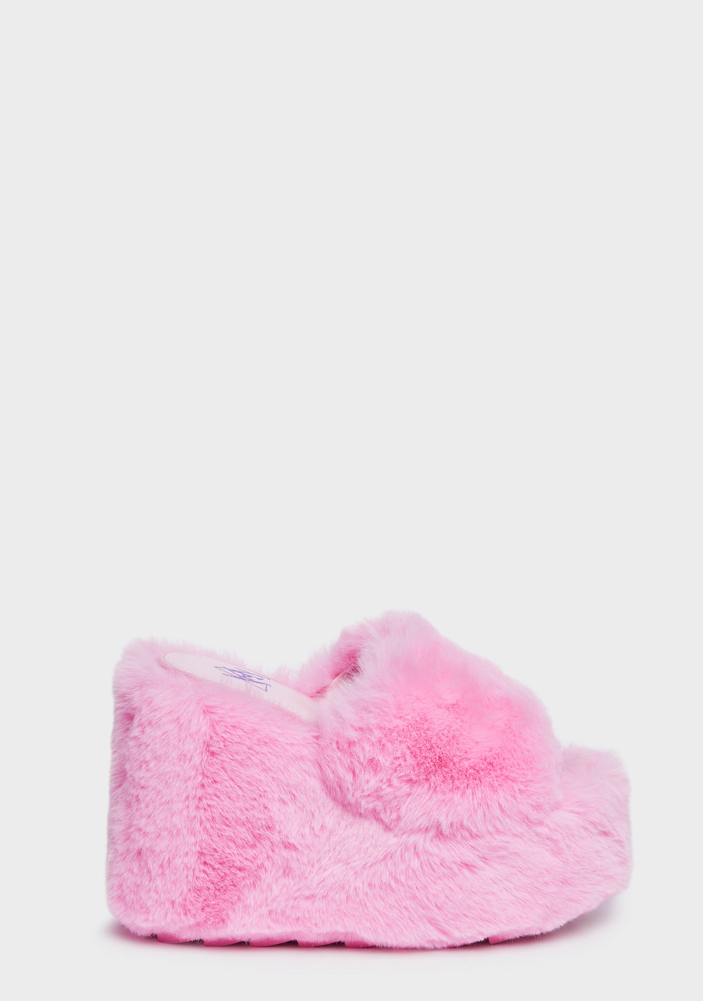 YRU Faux Fur Platform Wedge Sandals - Pink – Dolls Kill