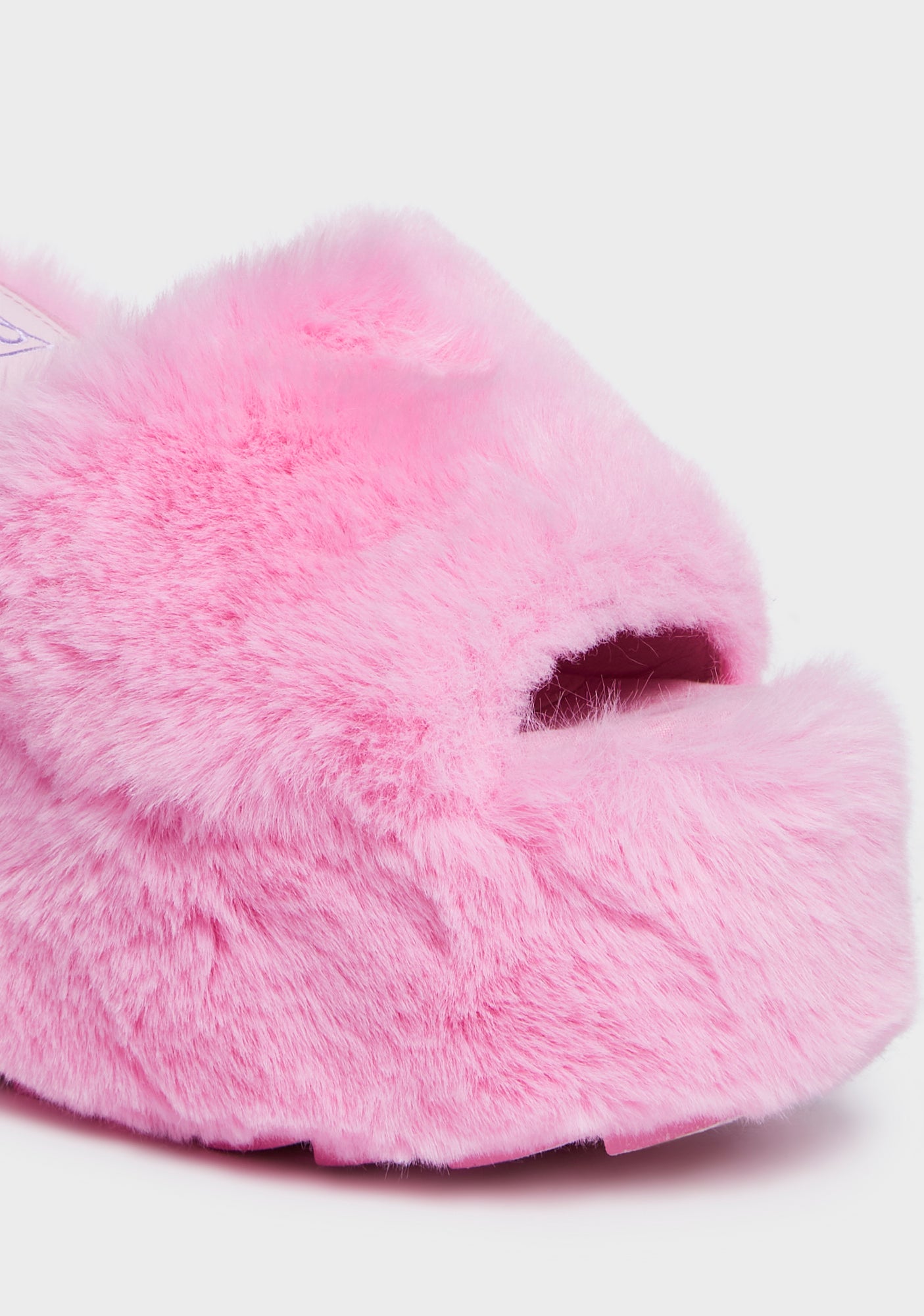 YRU Faux Fur Platform Wedge Sandals - Pink – Dolls Kill