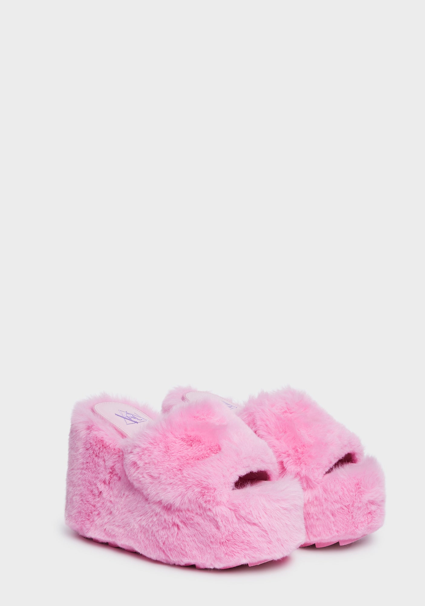 YRU Faux Fur Platform Wedge Sandals - Pink#N##N# â Dolls Kill