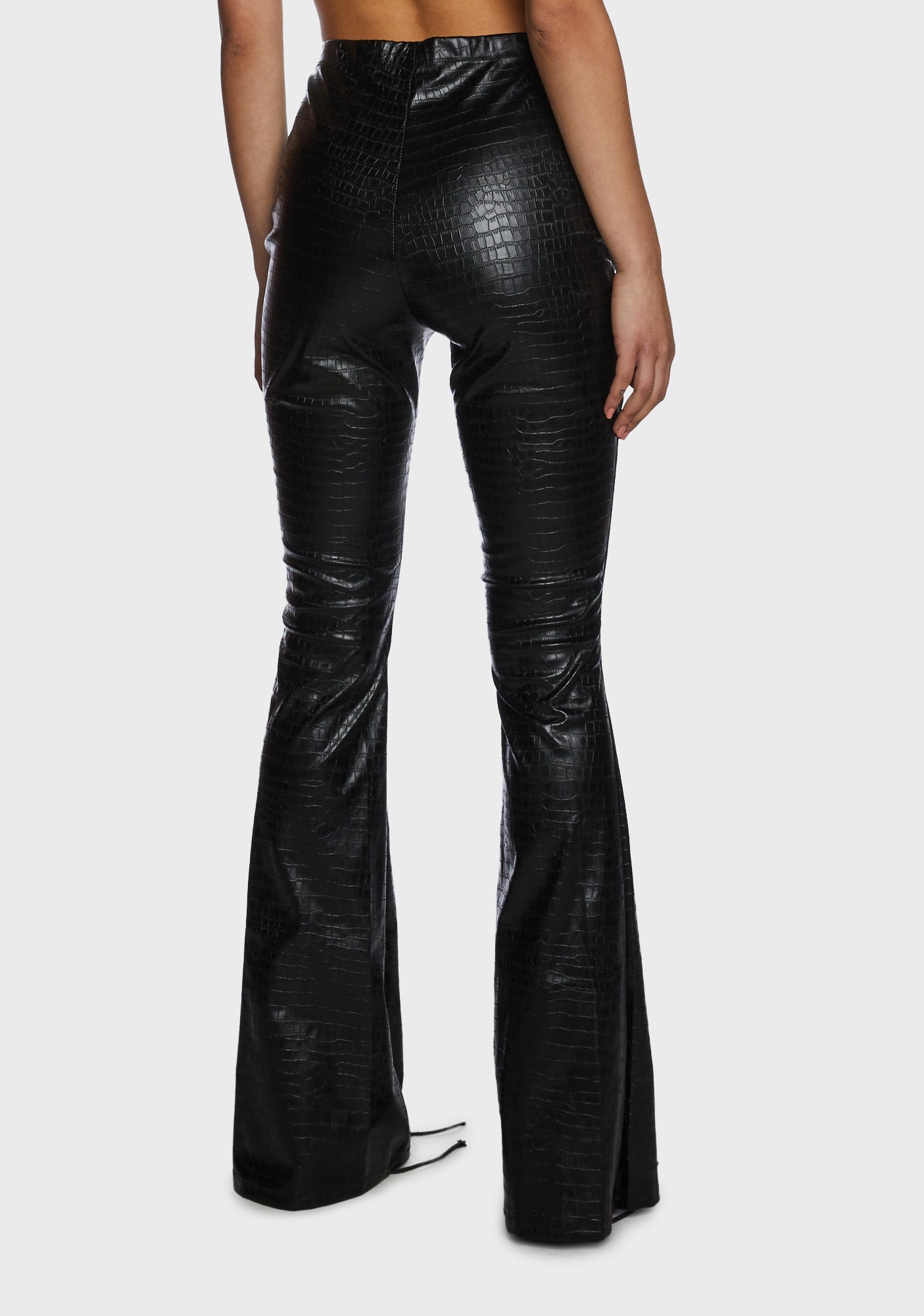 Crocodile Print Lace Up Pants Black Dolls Kill