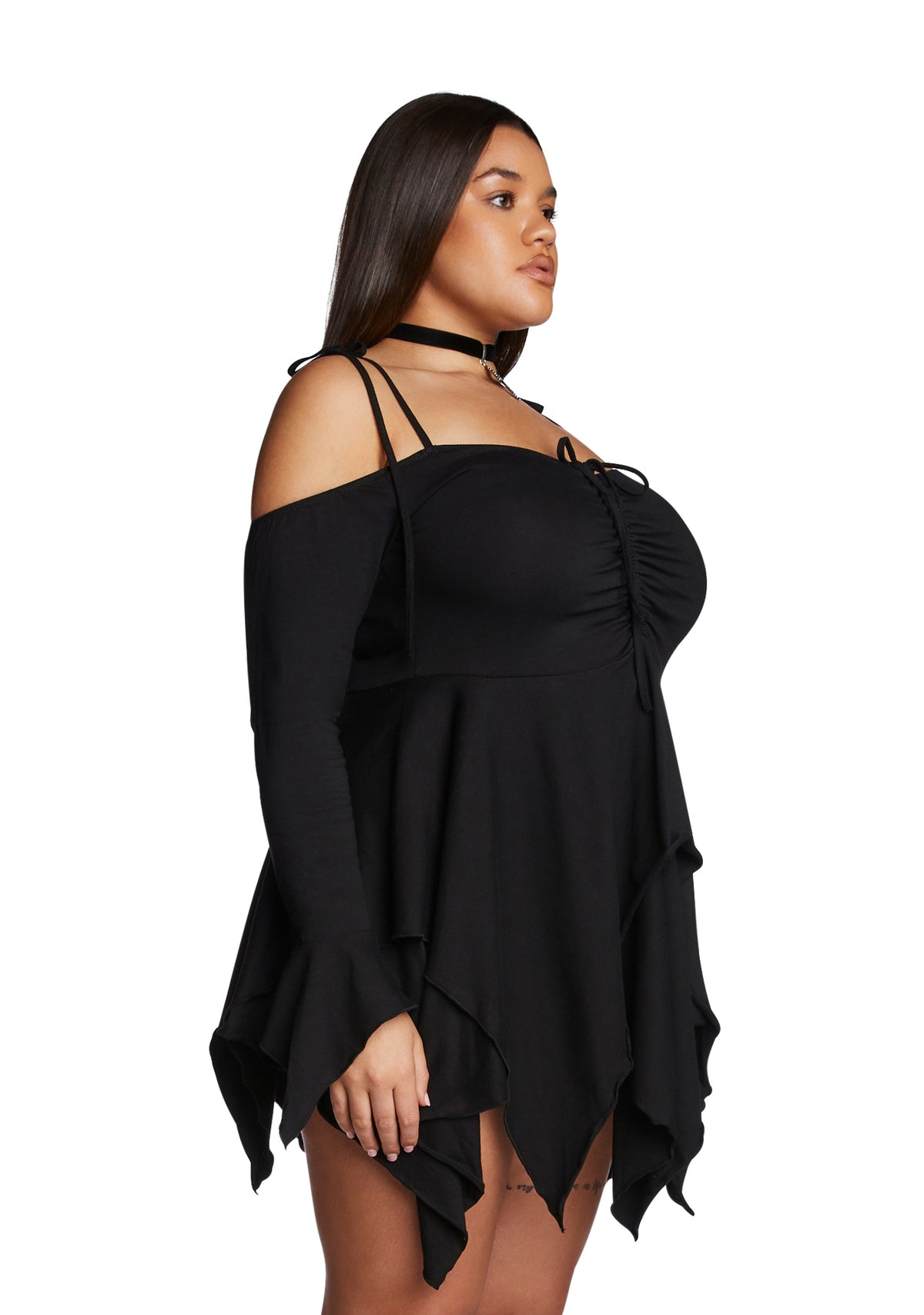 f is for fairies handkerchief dress Plus Black Graduation Dress Size:45XL (5'0