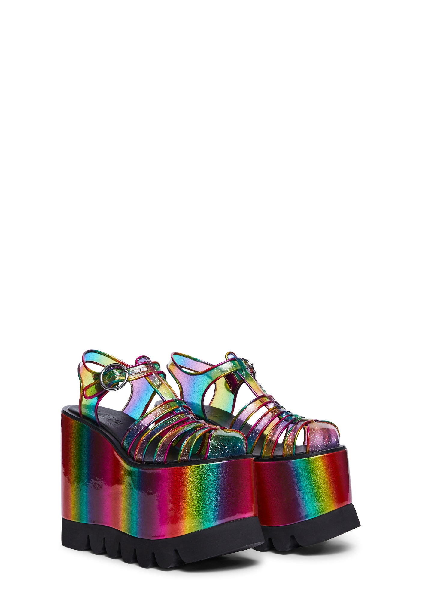 Club Exx Rainbow Platform Sandals Multi – Dolls Kill