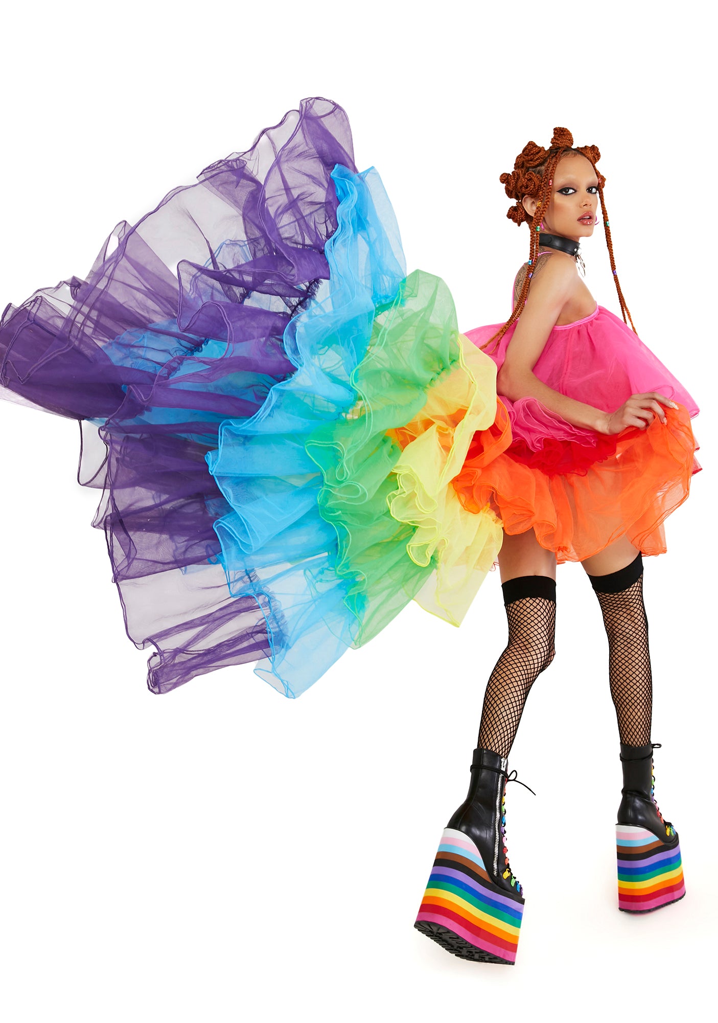Club Exx Tulle High Low Train Maxi Dress