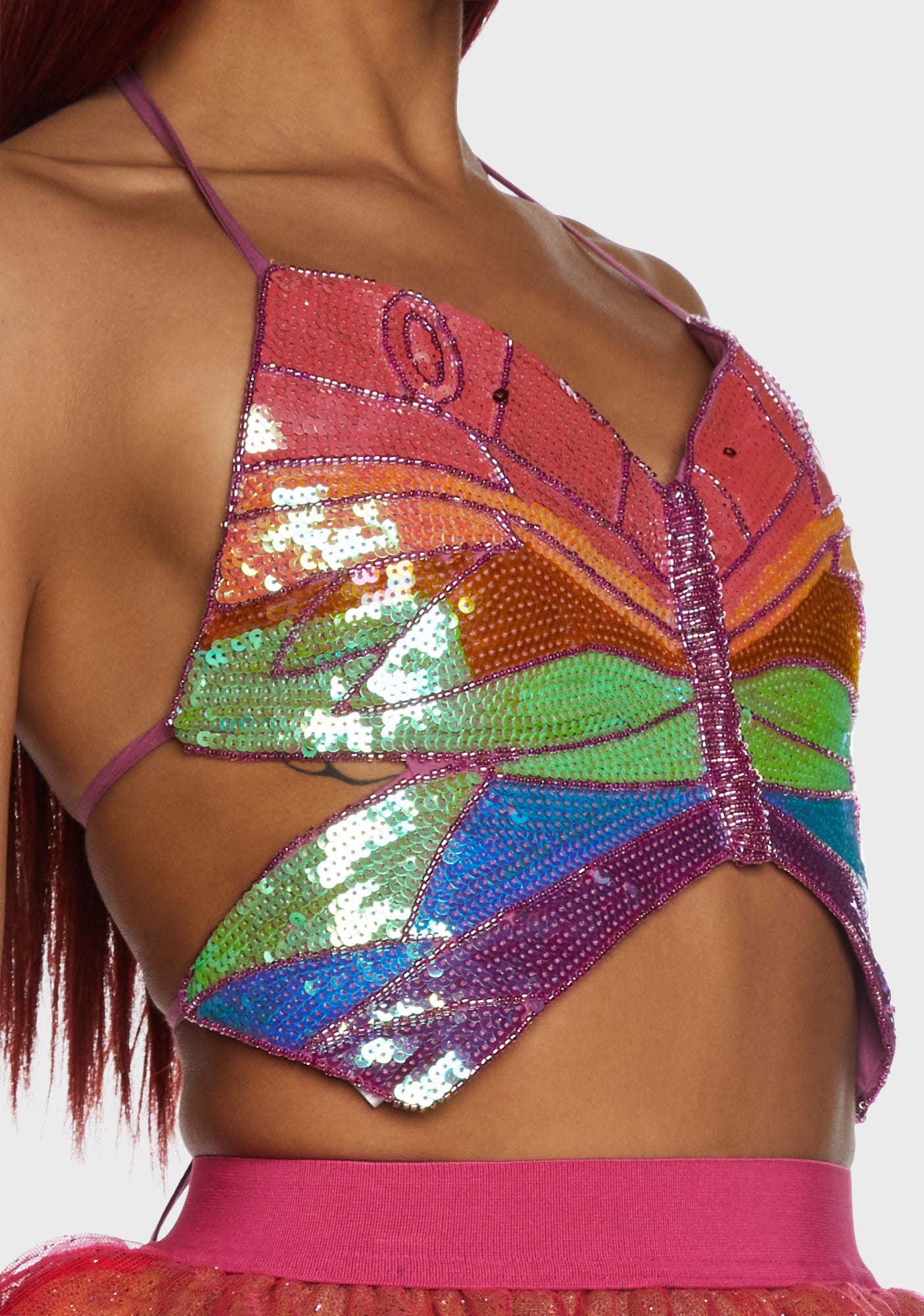 Sequin butterfly crop top clearance