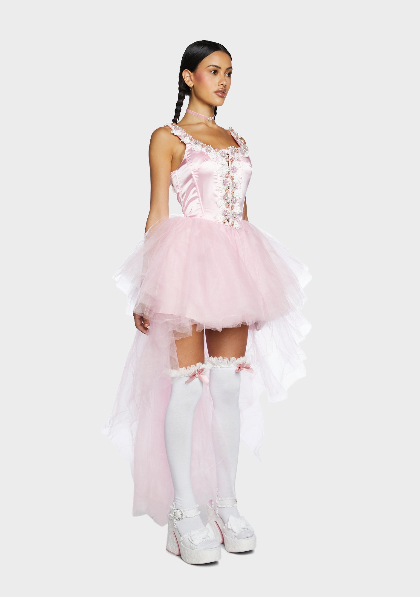 Sugar Thrillz Satin Bustier Tulle Mini Dress - Pink – Dolls Kill
