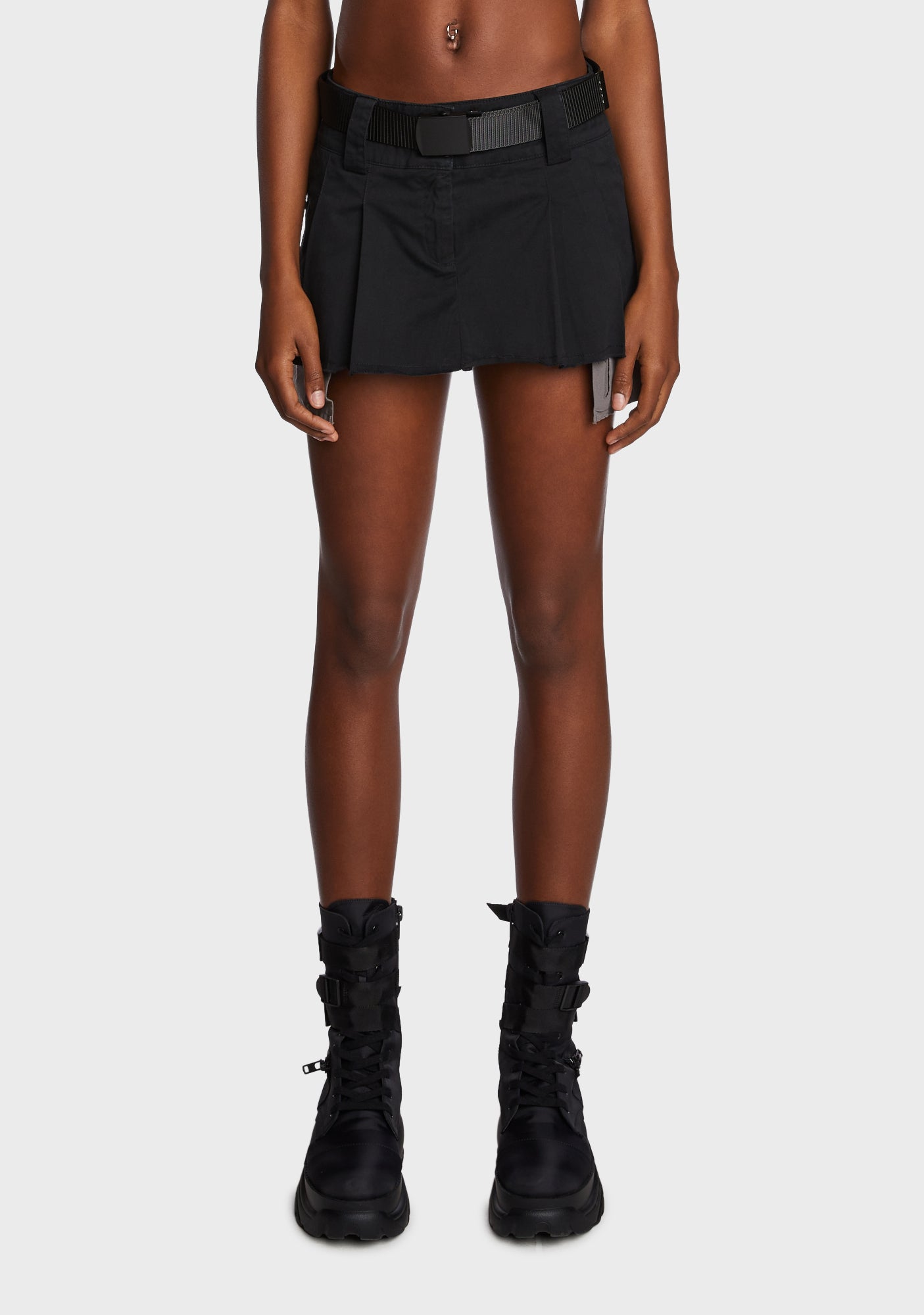 Poster Grl Pleated Micro Mini Skirt With Exposed Pockets - Black ...