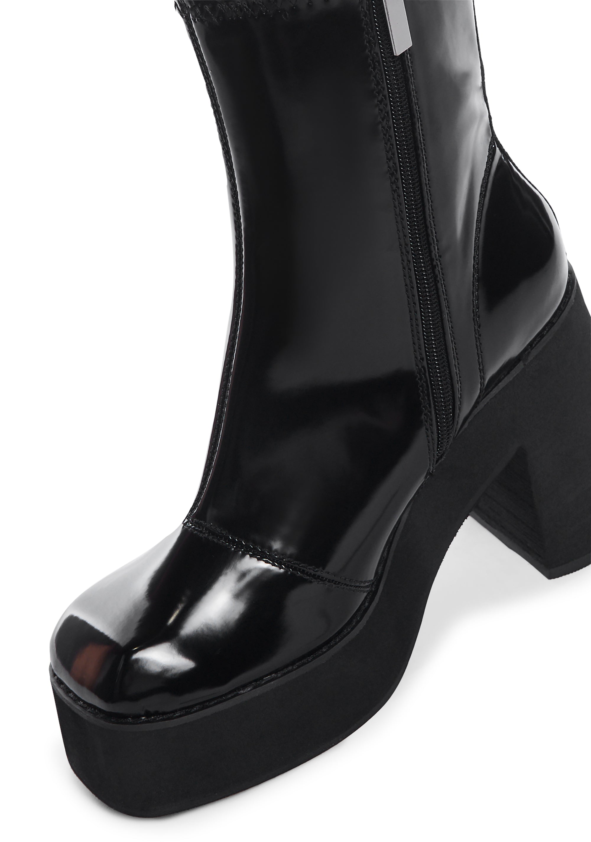Shellys London Patent Vegan Leather Platform Heel Ankle Boots Black Dolls Kill