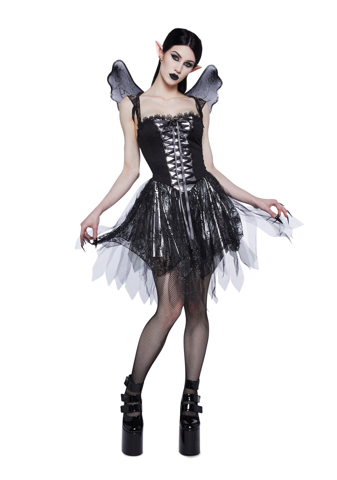Gothic Glitter Fairy Pixie Sexy Womens Halloween Costume - Black Dolls Kill Gothic Glitter Fairy Pixie Sexy Womens Halloween Costume - Black Dolls Kill