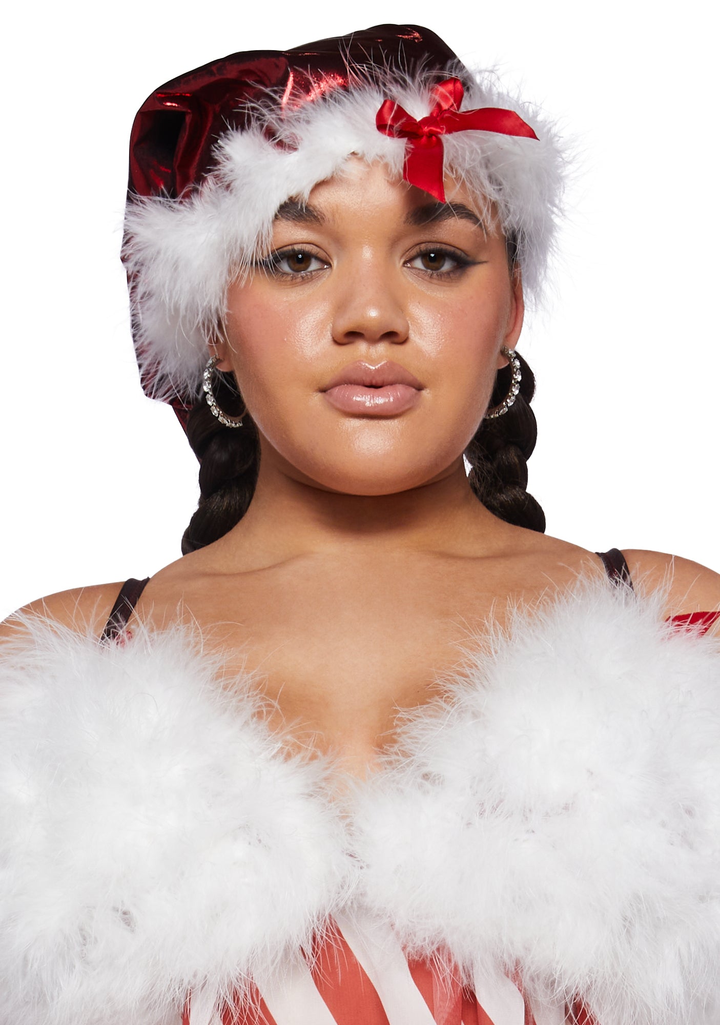 Trickz N Treatz Plus Size Striped Sheer Christmas Costume Set Red White Dolls Kill