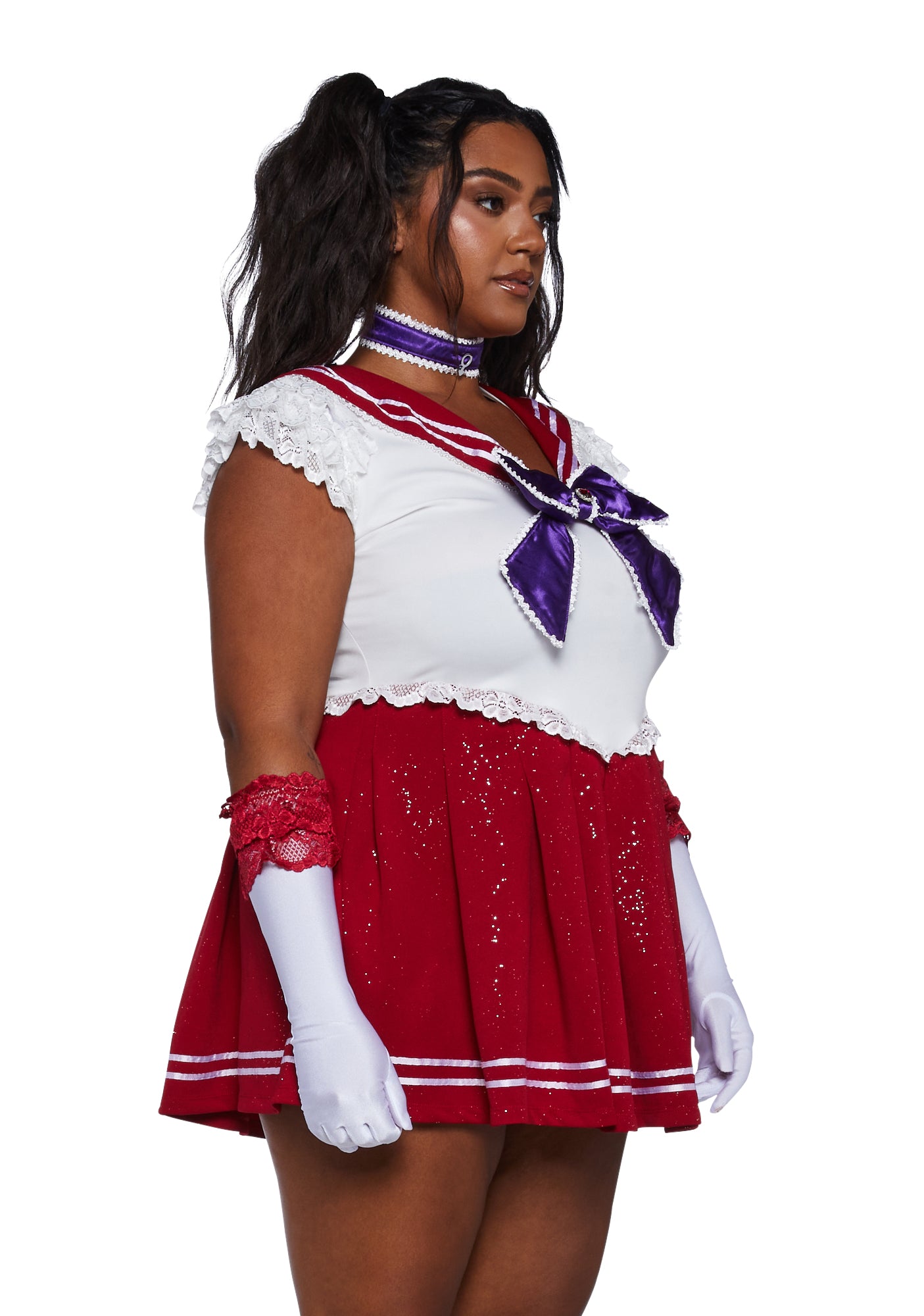 Plus Size Red Space Sailor Mini Dress Costume Set Red Dolls Kill